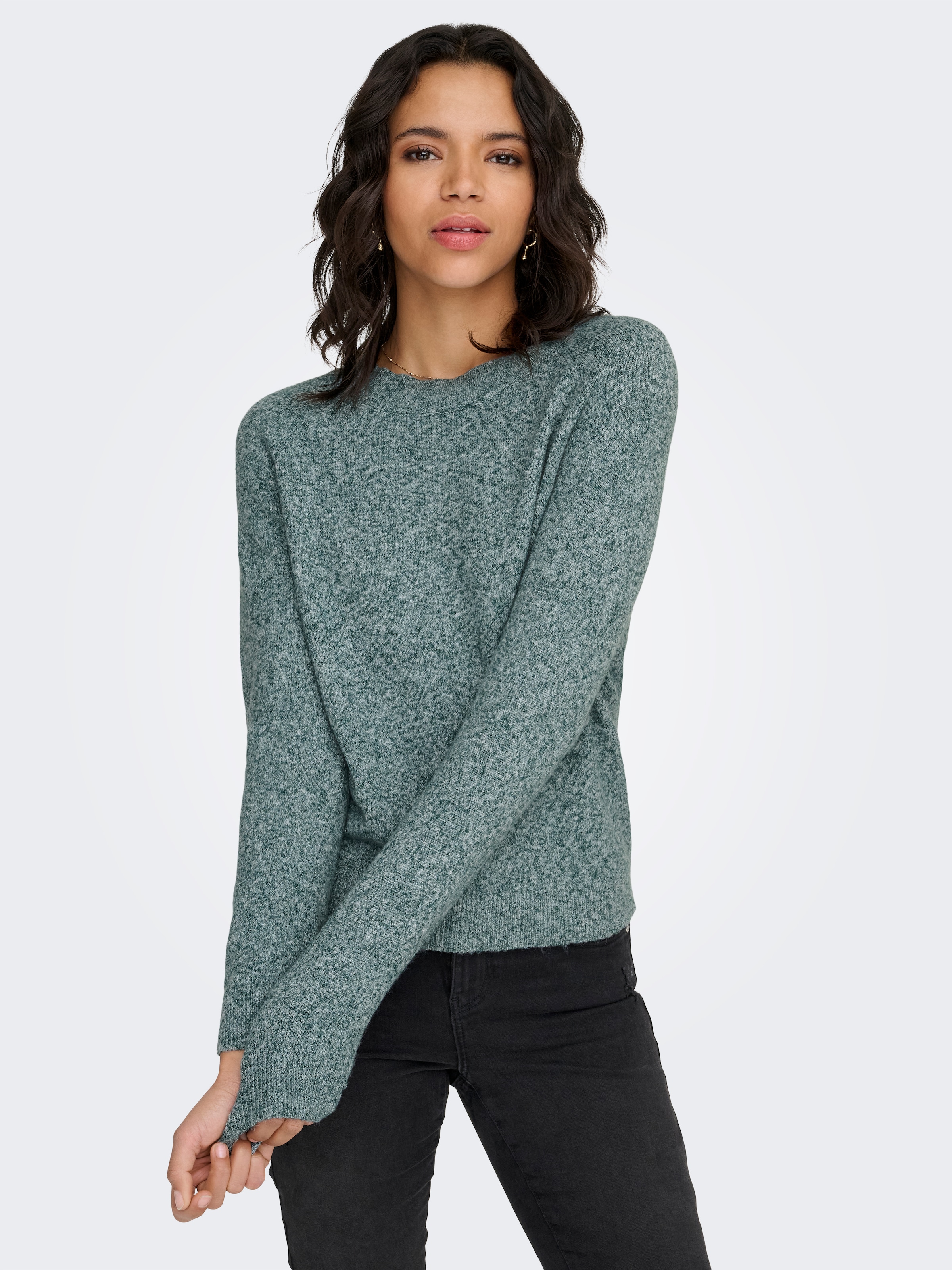 ONLY Rundhalspullover »ONLRICA LIFE L/S PULLOVER  KNT NOOS« Materialmix, regular fit