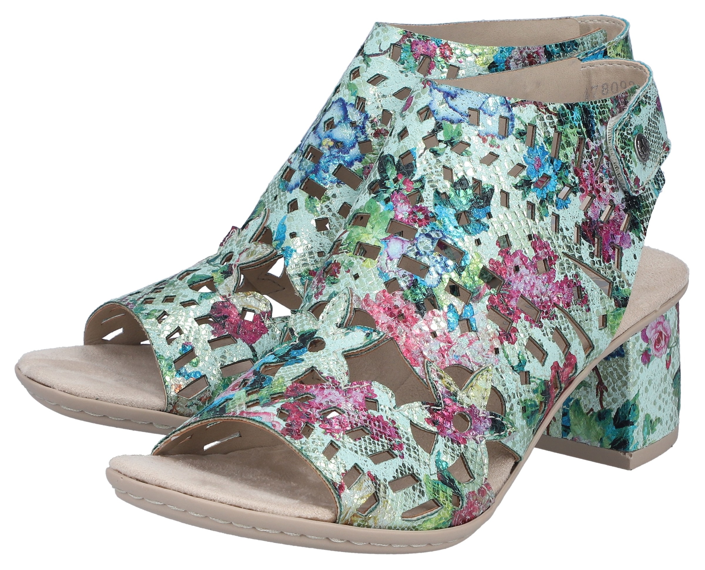 Rieker Sandalette  Sommerschuh, Sandale, Blockabsatz, mit modischer Schaftgestaltung