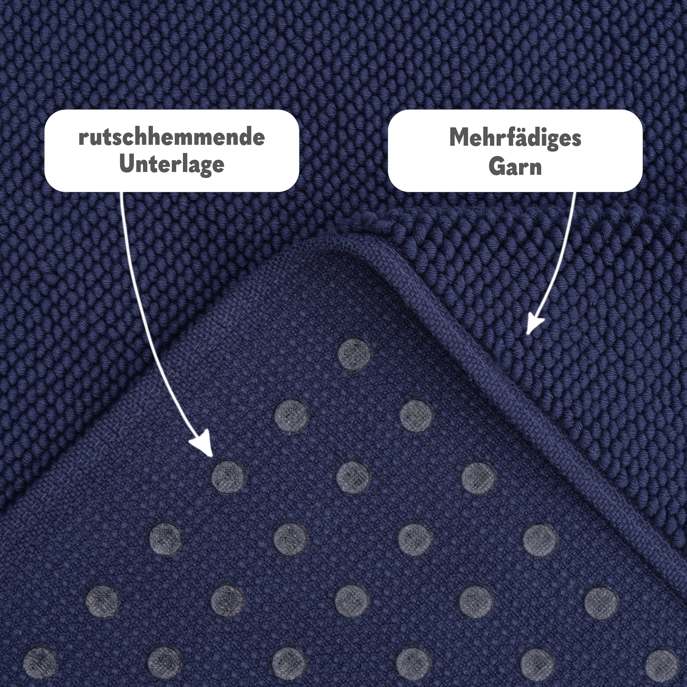 HAMMETEX Badematte »rutschfeste Badvorleger«, rutschhemmend beschichtet, strapazierfähig, einfarbig, 100% Baumwolle, in 2 Größen erhältlich