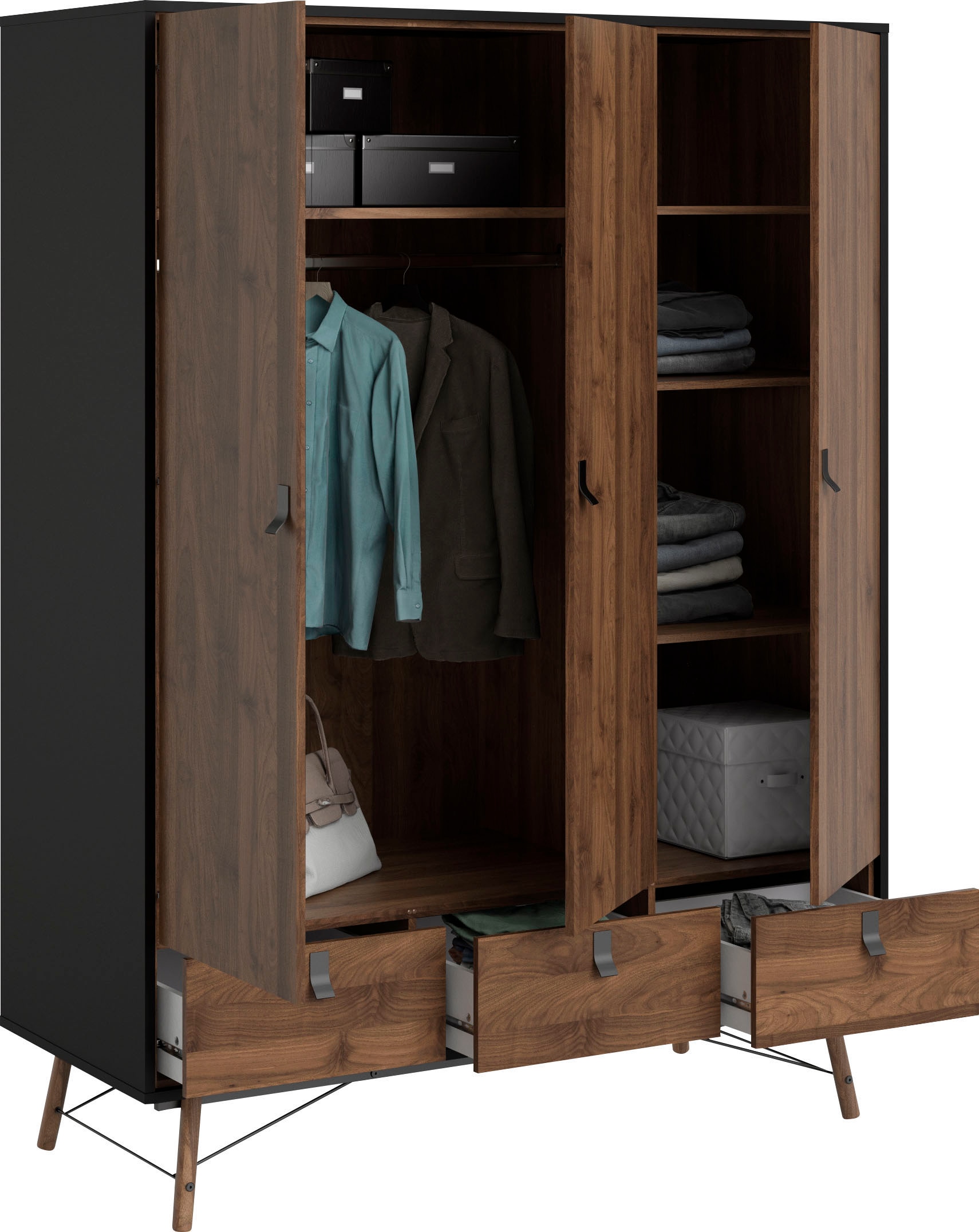 andas Kleiderschrank »RY«, mit 3 Türen und 3 Schubladen, Breite/Höhe 150/200 cm