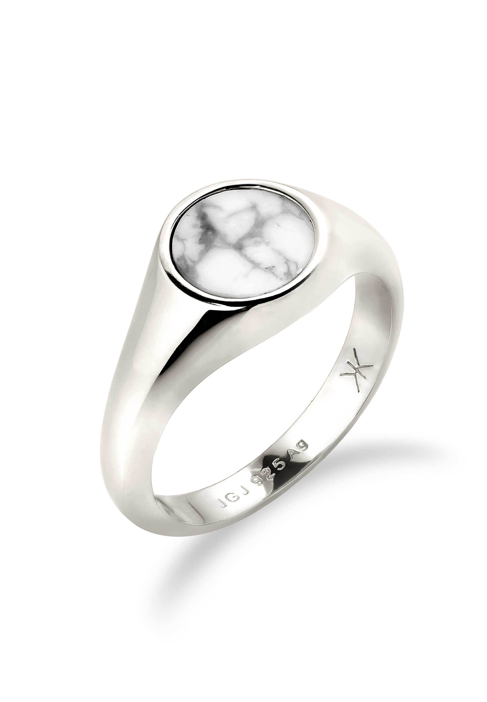 Kuzzoi Siegelring »Ring Siegelring Marmor Weiß 925 Sterling Silber«