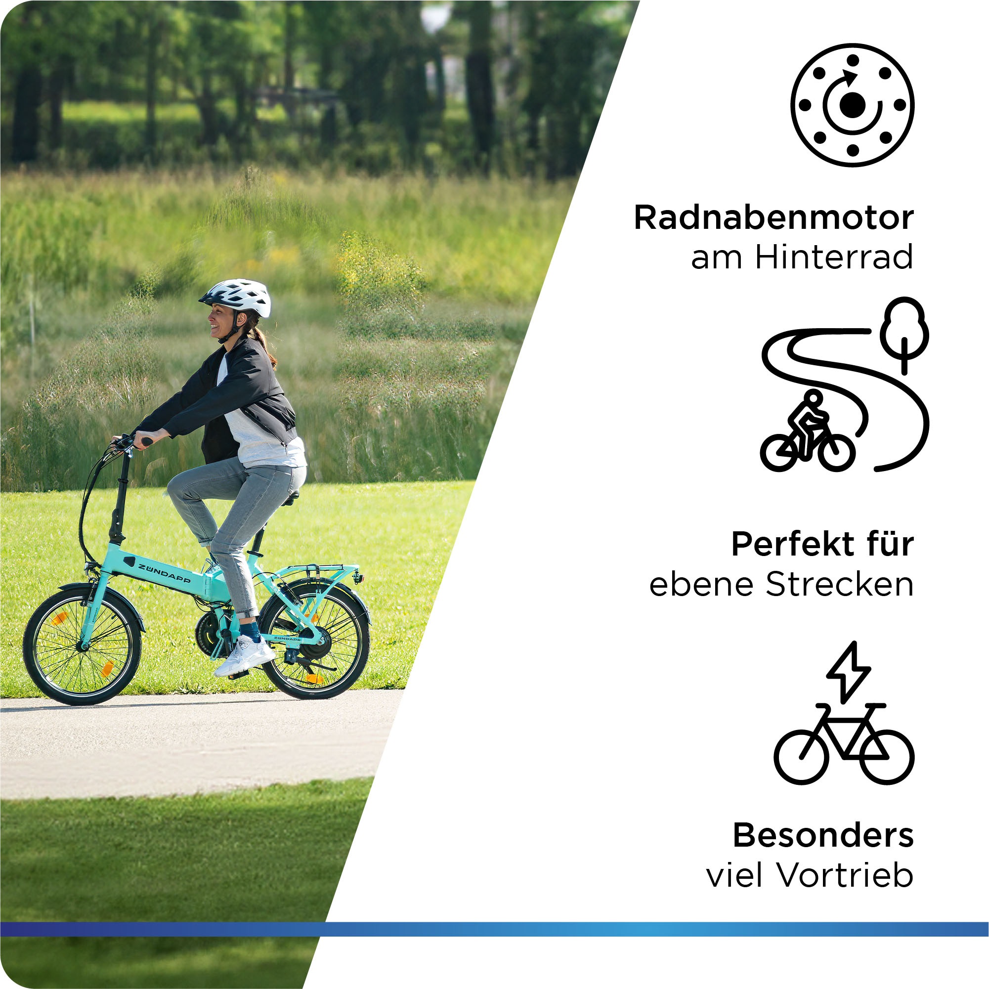 Zündapp »Z101« 6 Gang Shimano Tourney RD-TY300 Schaltwerk Kettenschaltung Heckmotor 250 W Pedelec, Elektrofahrrad für Damen u. Herren