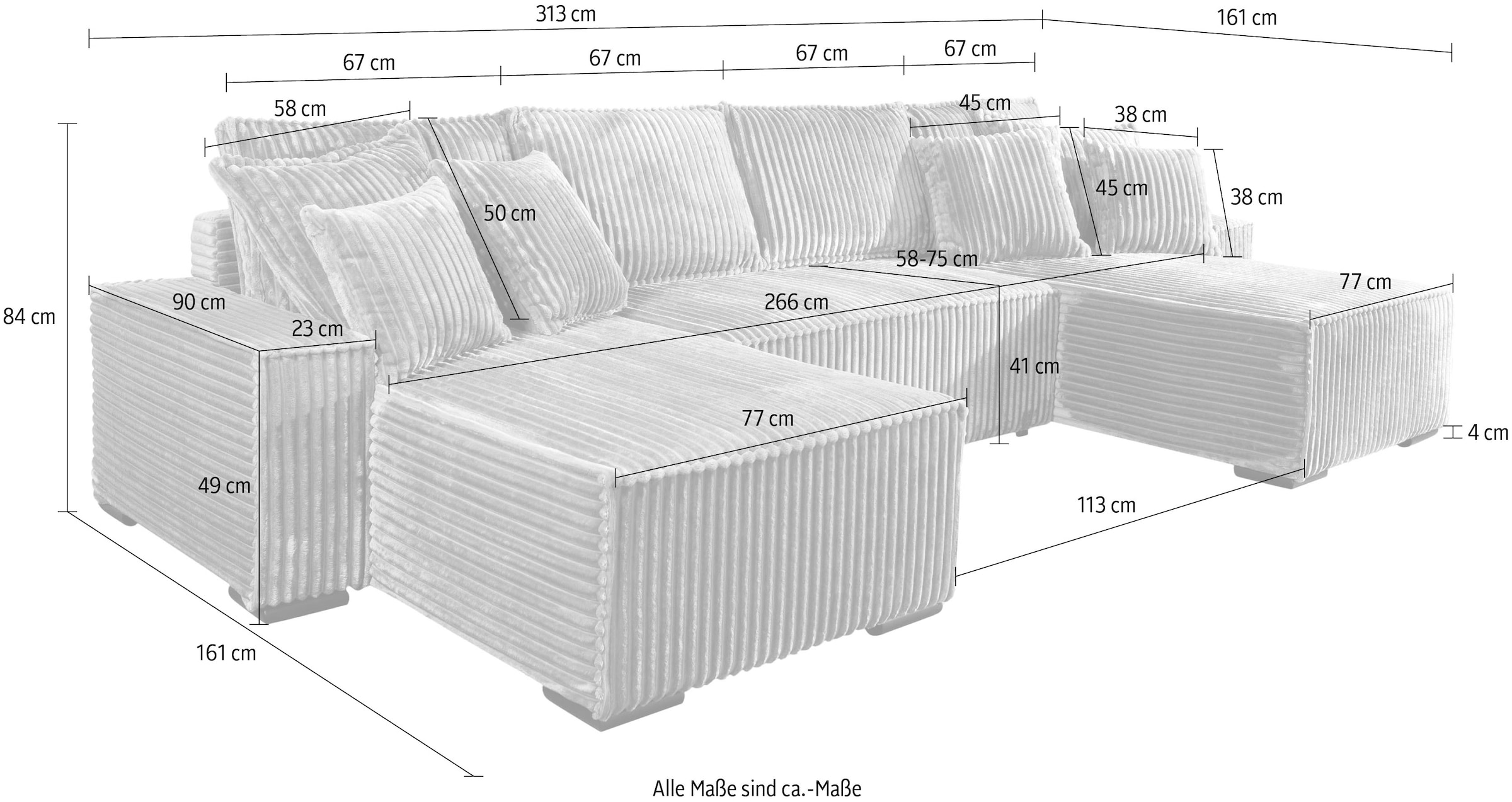COLLECTION AB Wohnlandschaft »Manhattan« Wohnlandschaft,2  Ottomane,Bonnelfederkern,Schlaffunktion