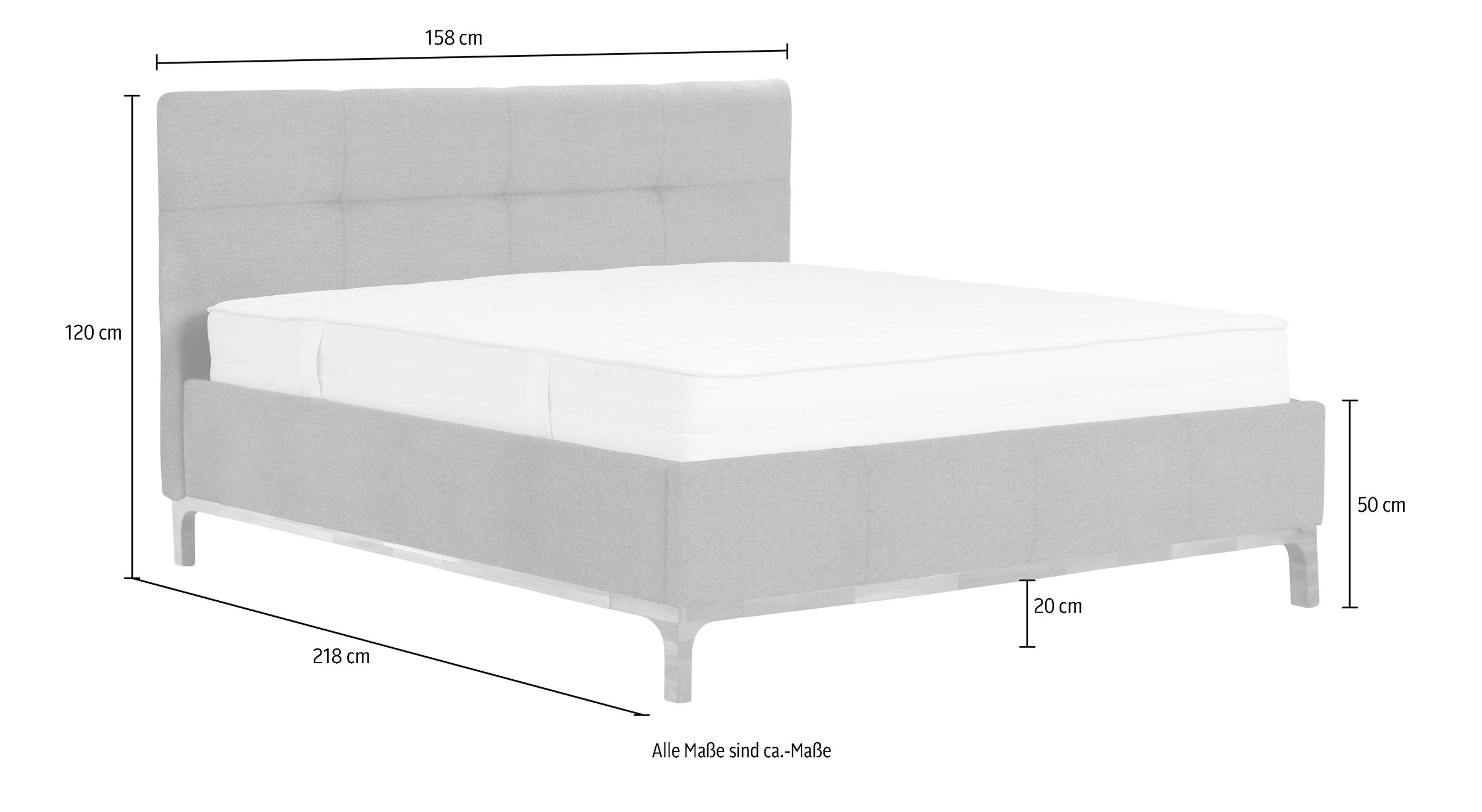 Leonique Polsterbett »Noan« Bettkasten, Lattenrahmen mit Gasdruckfedern, auch mit 7-Zonen-Matratze
