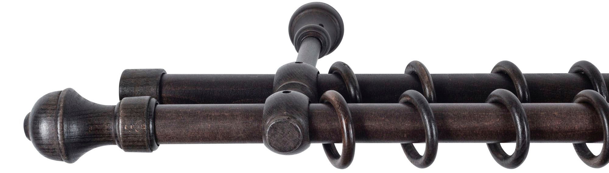 SN DECO GROUP Gardinenstange »Ares« 2 läufig-läufig Fixmaß 28 mm, Holz, verschiedene Längen und Farben, Komplettset