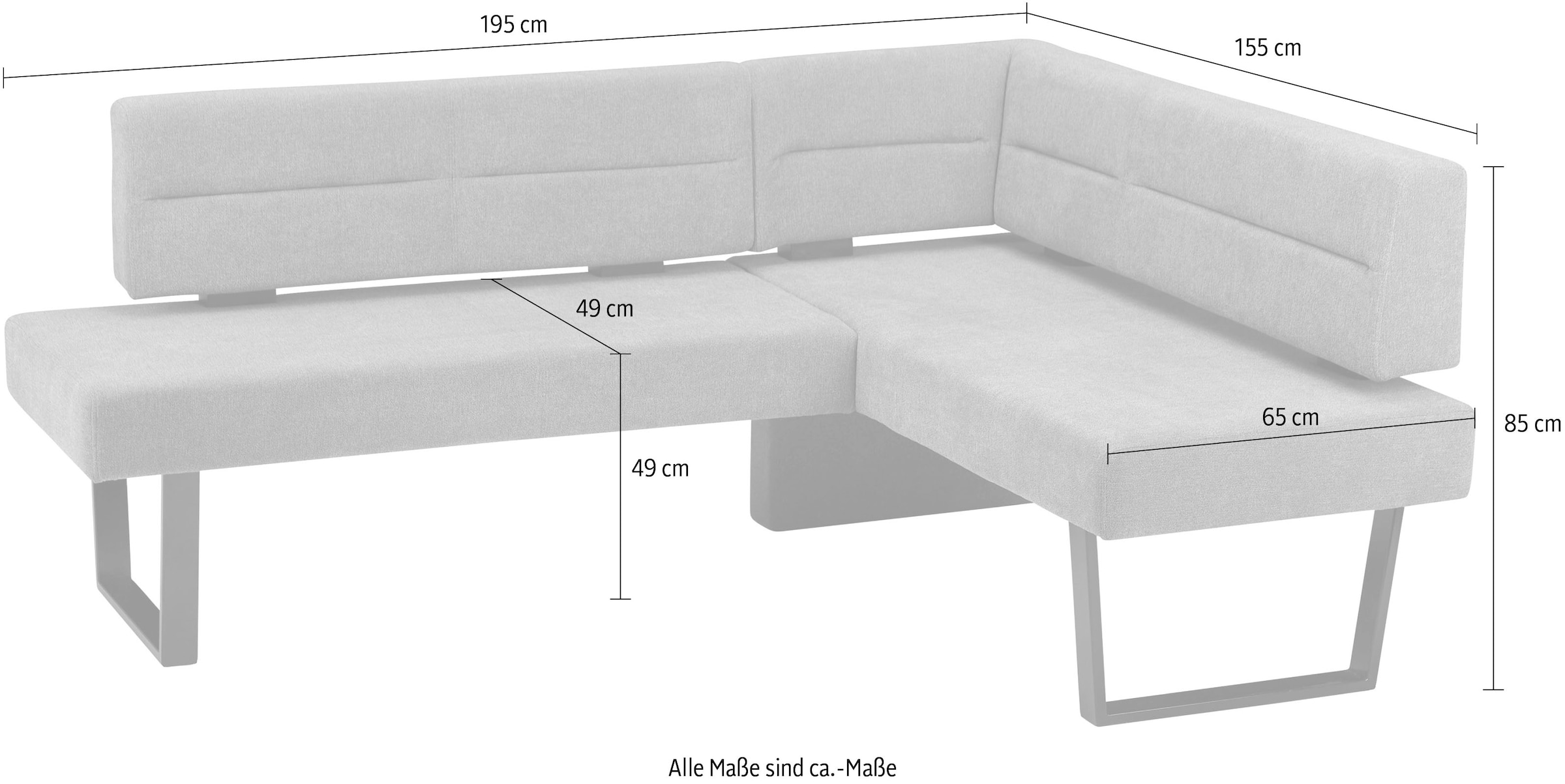 SCHÖSSWENDER Eckbank, modernes Design, Gestell aus massivem Metall