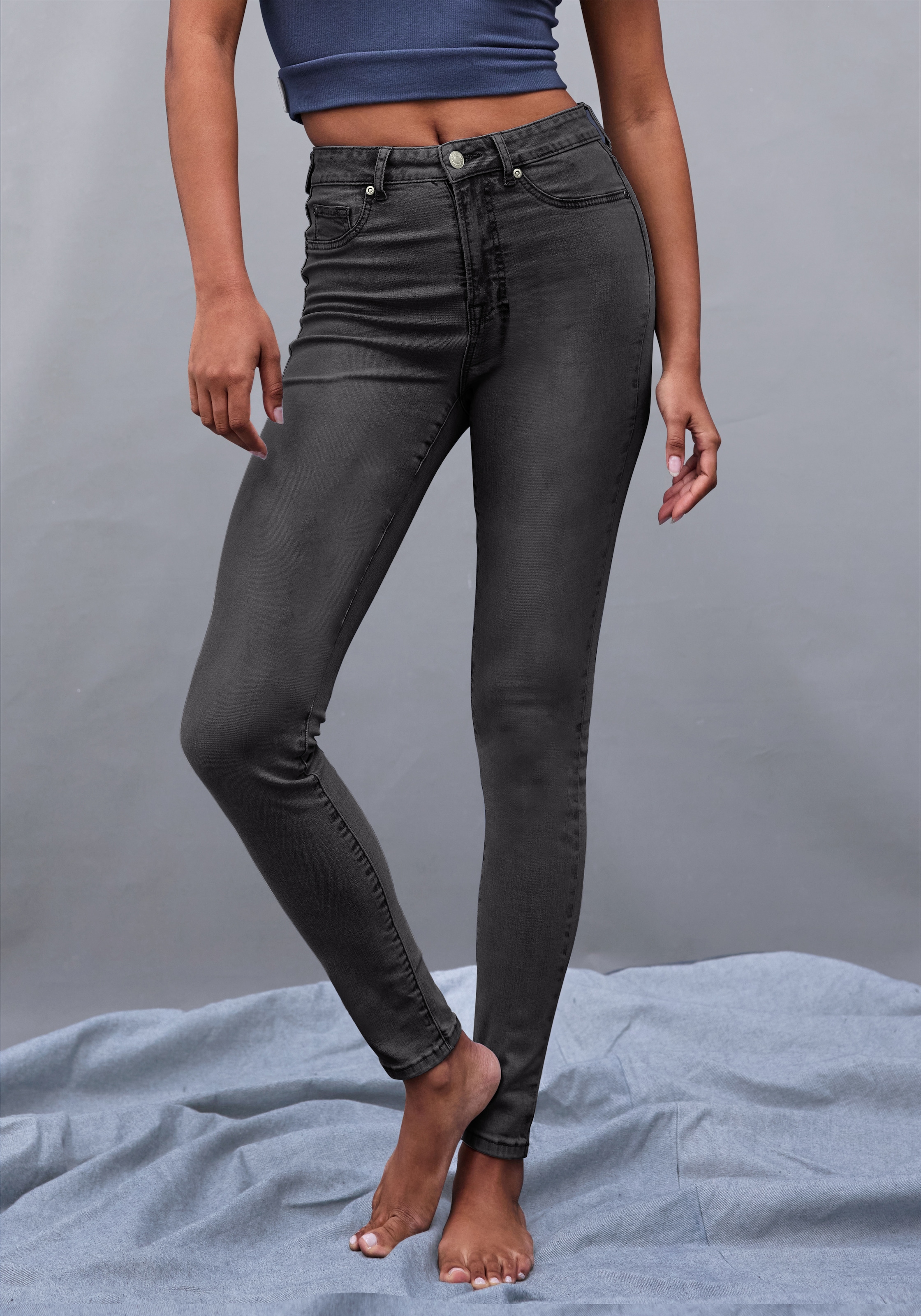 LASCANA Jeansleggings, 7/8-Länge in Skinny-Form, Stretch-Denim, Basic
