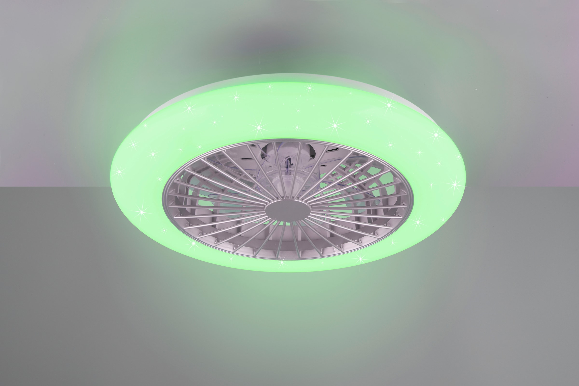 REALITY Leuchten LED Deckenleuchte »Stralsund Deckenventilator«, 1 flammig, Leuchtmittel LED-Board | LED fest integriert, Deckenlampe, Ventilator 3 Stufen, Fernbed. Lichtfarbe einstellbar RGBW