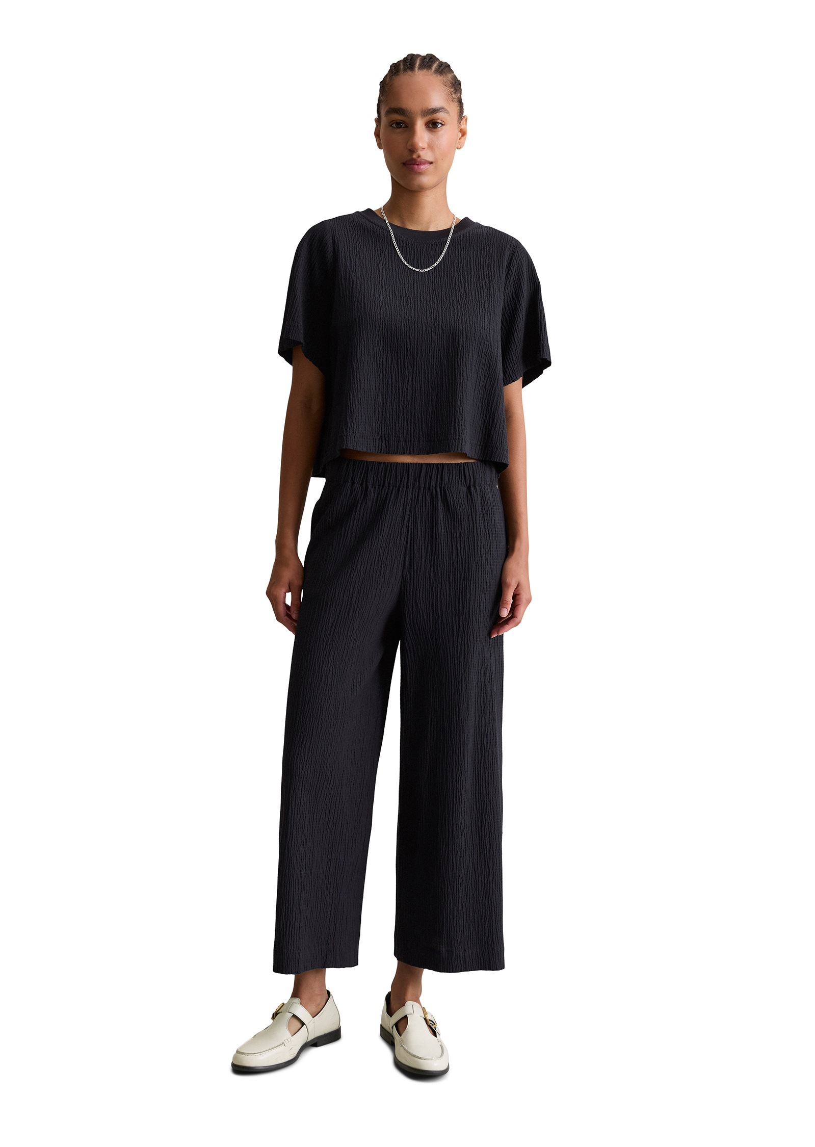 Marc O'Polo DENIM Schlupfhose, relaxed fit, mit markanter Struktur, verkürzte Form