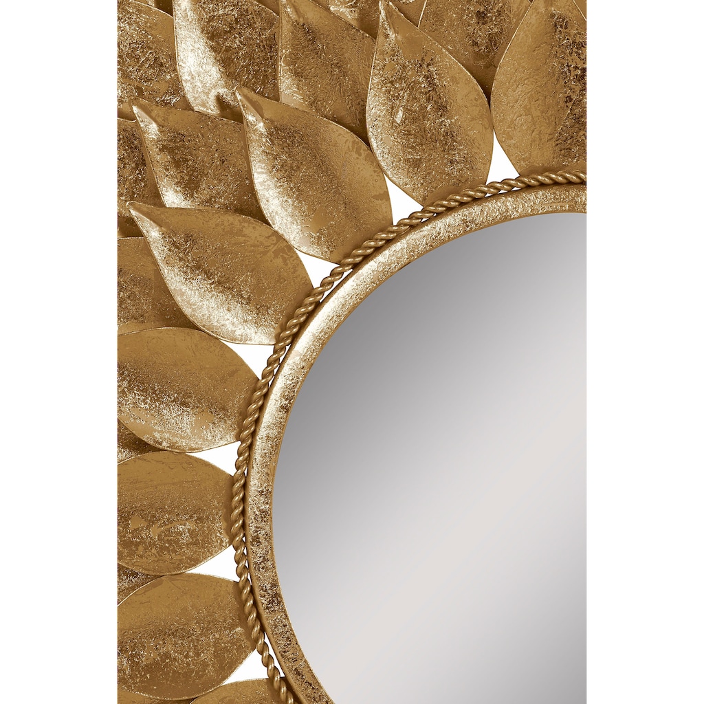 Leonique Dekospiegel »Sarai«, Wandspiegel, mit Blattgold-Finish, Sonne, Ø 73,5 cm, Rahmen aus Metall