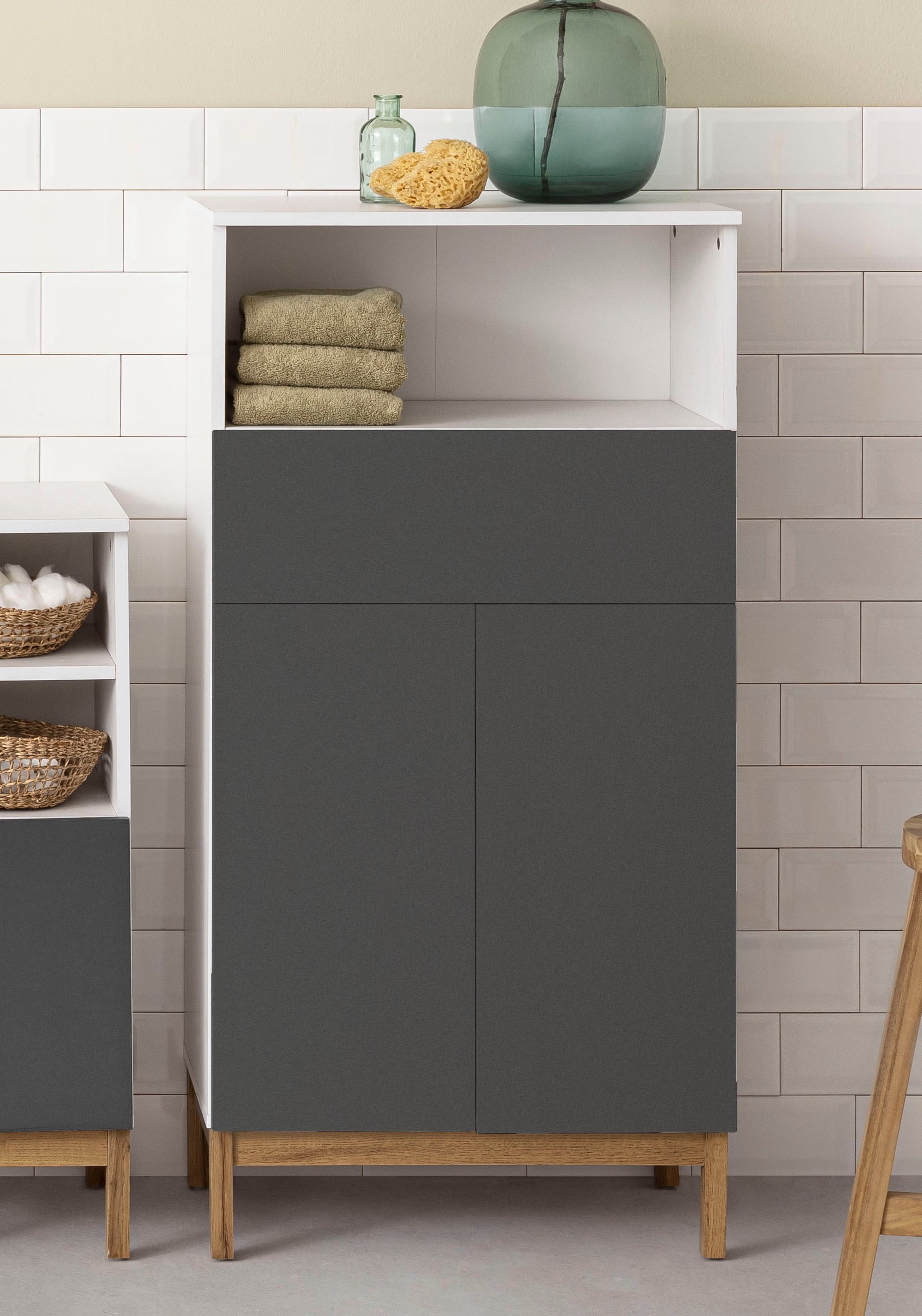 welltime Midischrank »Stian«, mit 2 Einlegeböden hinter den Türenpaar, Breite 60 cm, Höhe 120,5 cm