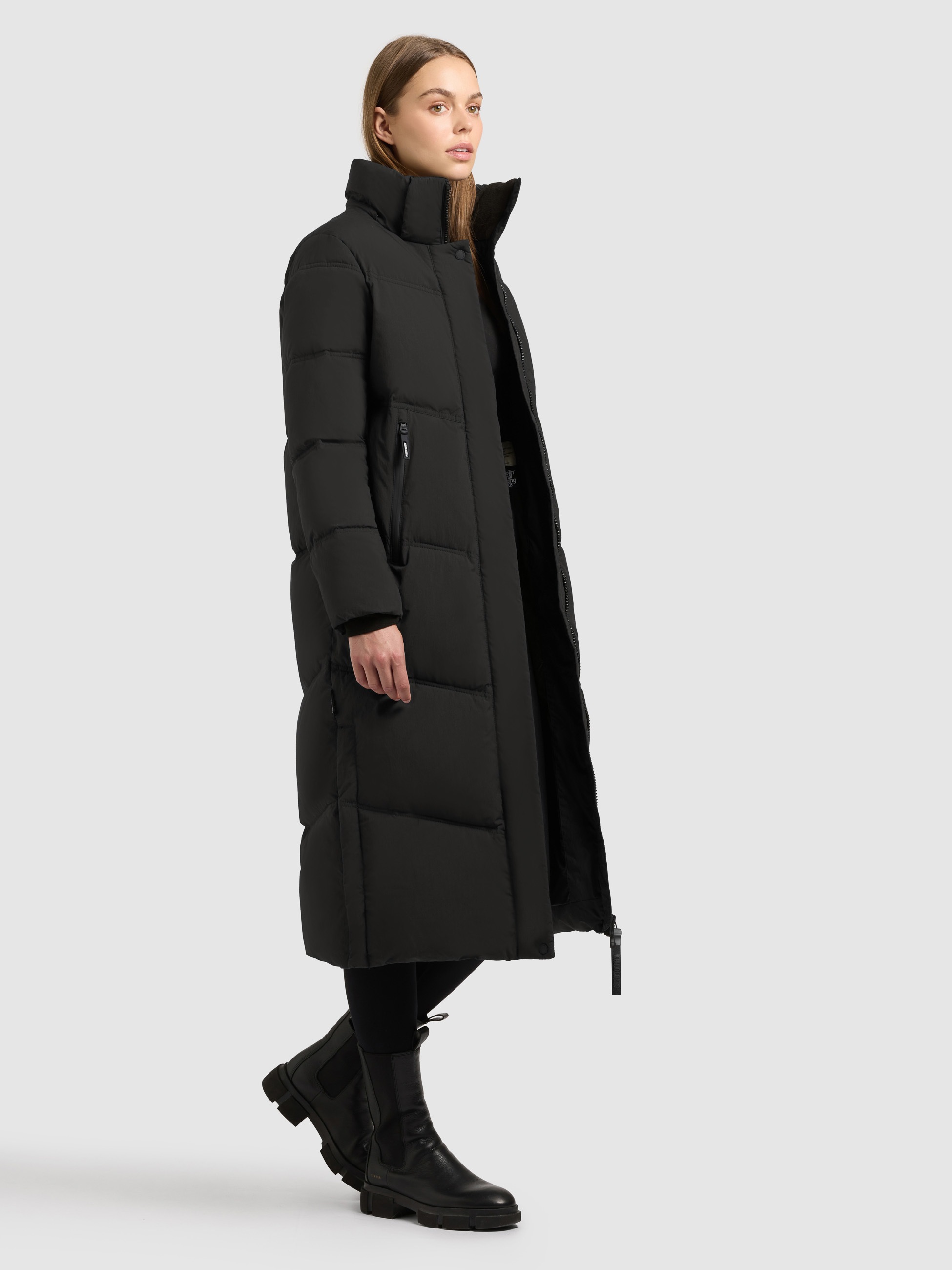 khujo Steppmantel »RITZ« praktische Seitenschlitze mit Reißverschluss, abnehmbare Kapuze