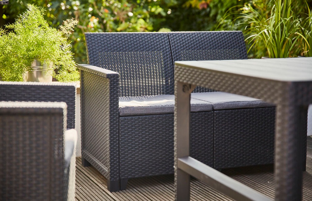 Siena Garden Gartenlounge-Set »Amea«, (4 tlg.), Kunststoff graphit, Sitzkissen aus Polyester in grau