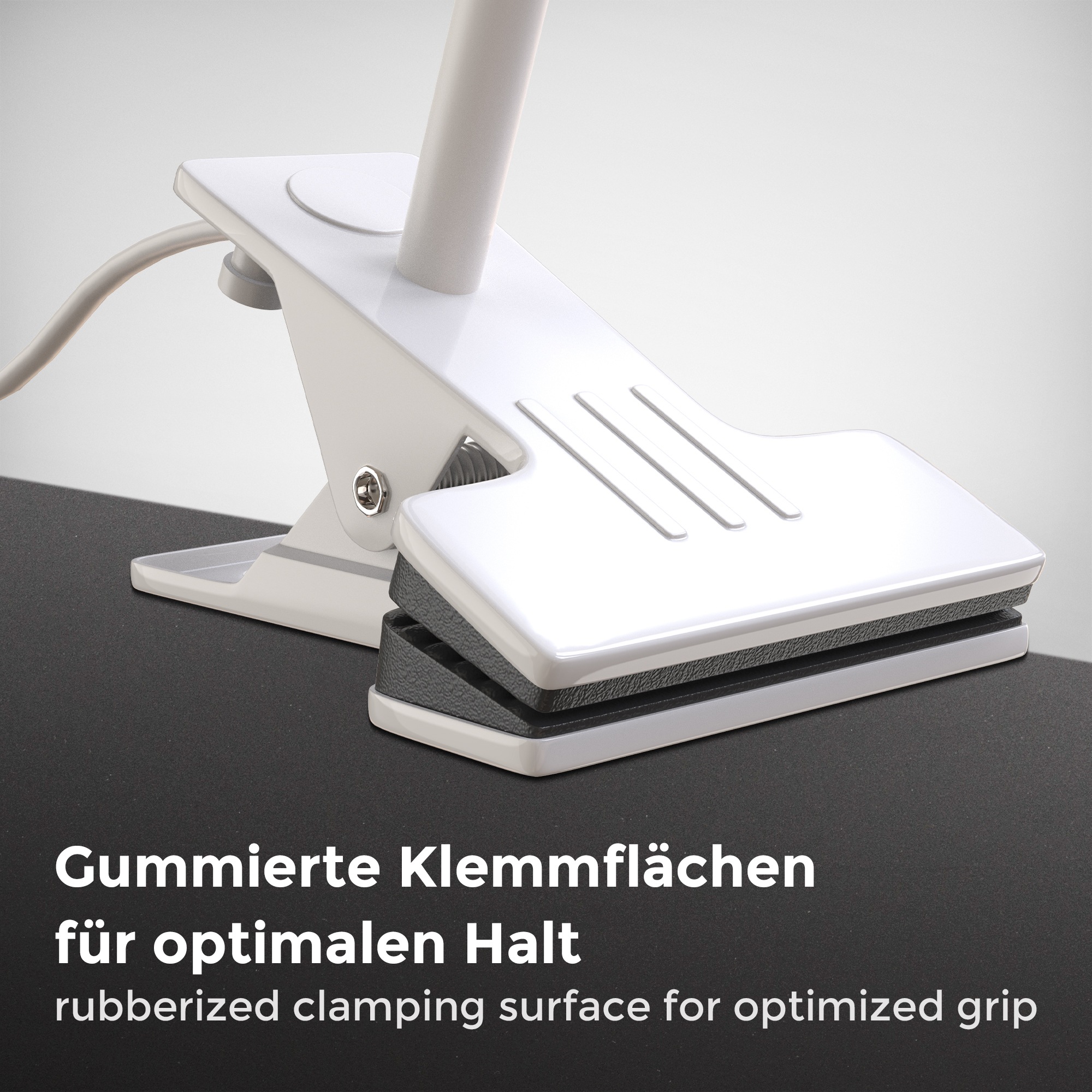 B.K.Licht Klemmleuchte, 1 flammig, Leuchtmittel LED-Modul | LED fest integriert, Schreibtischleuchte, flexibel, schwenkbar, warmweiß, Leselampe, weiß