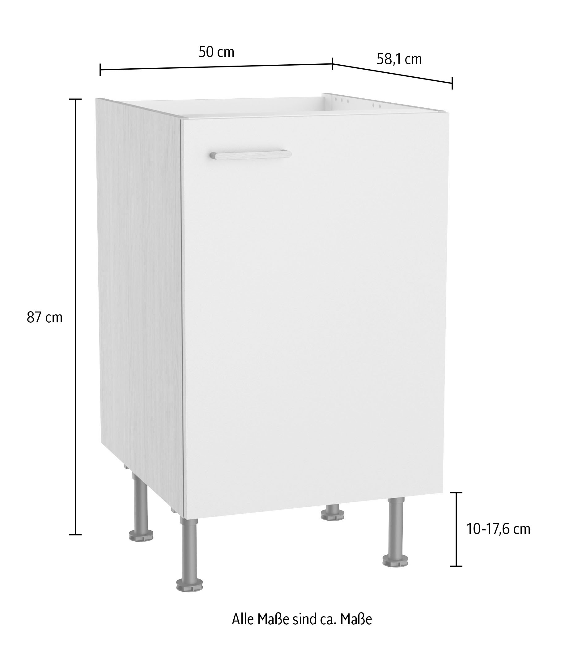 KOCHSTATION Spülenschrank »KS-Lucy« Breite 50 cm, mit 1 Tür, höhenverstellbare Füße, Soft-Close