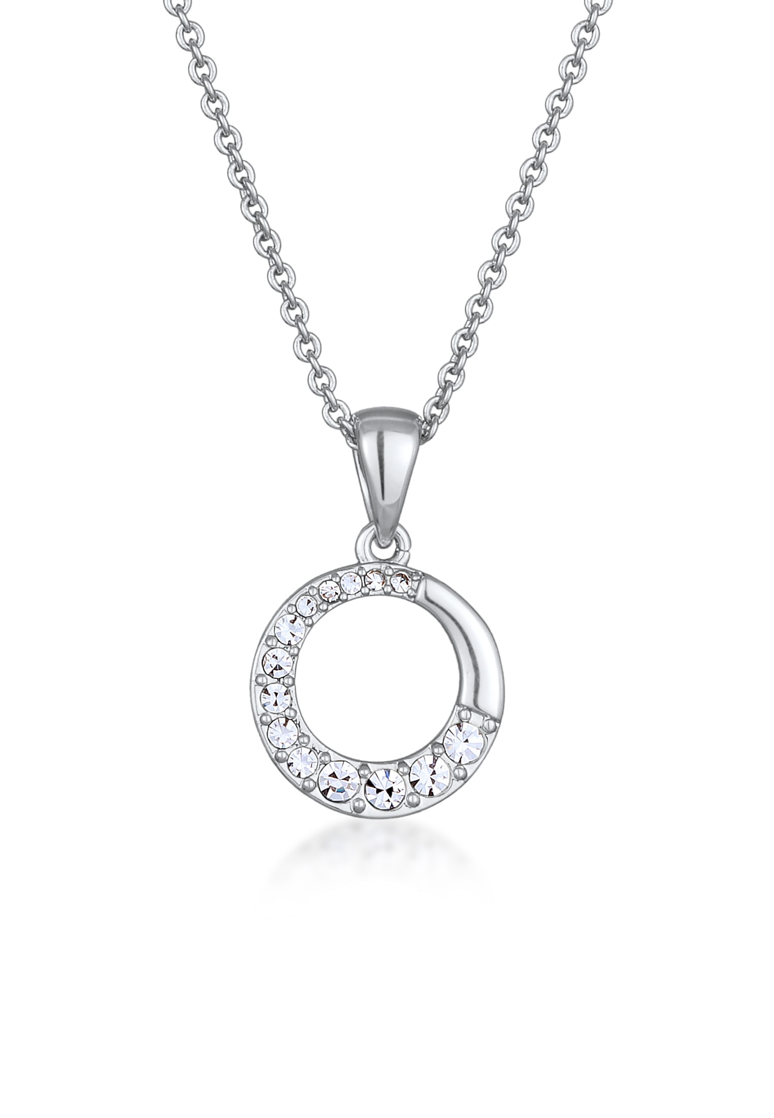 Elli Silberkette »Halskette Kreis Rund Kristalle«