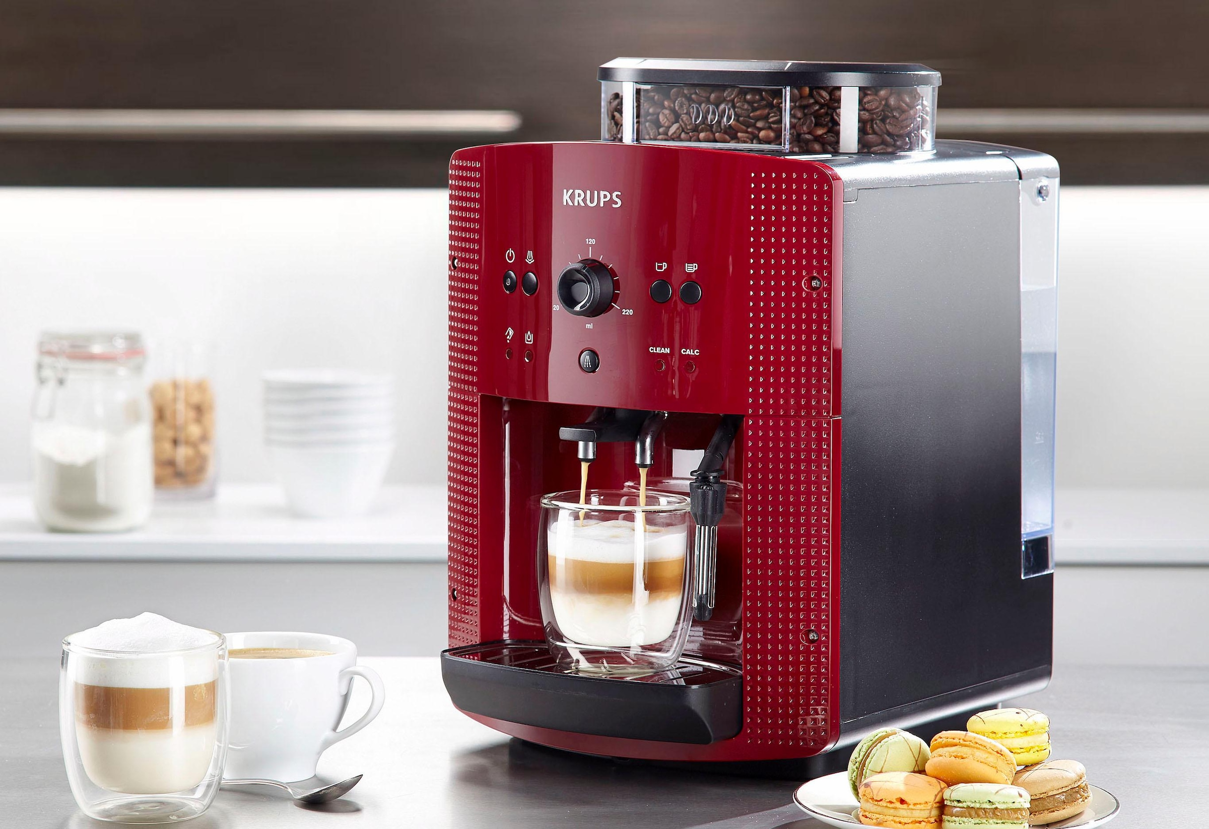Kaffeestärken Kaffeevollautomat Online jetzt 2-Tassen-Funktion, manueller Dampfdüse, im Krups Arabica«, 2 OTTO voreingestelle »EA8107 Shop