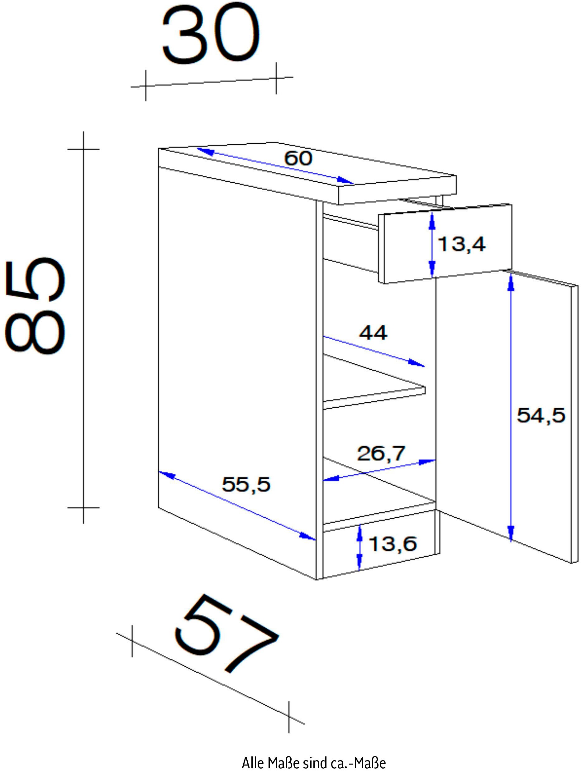 Flex-Well Unterschrank »Vintea«, (B x H x T) 30 x 85 x 60 cm, mit Metallgriffen