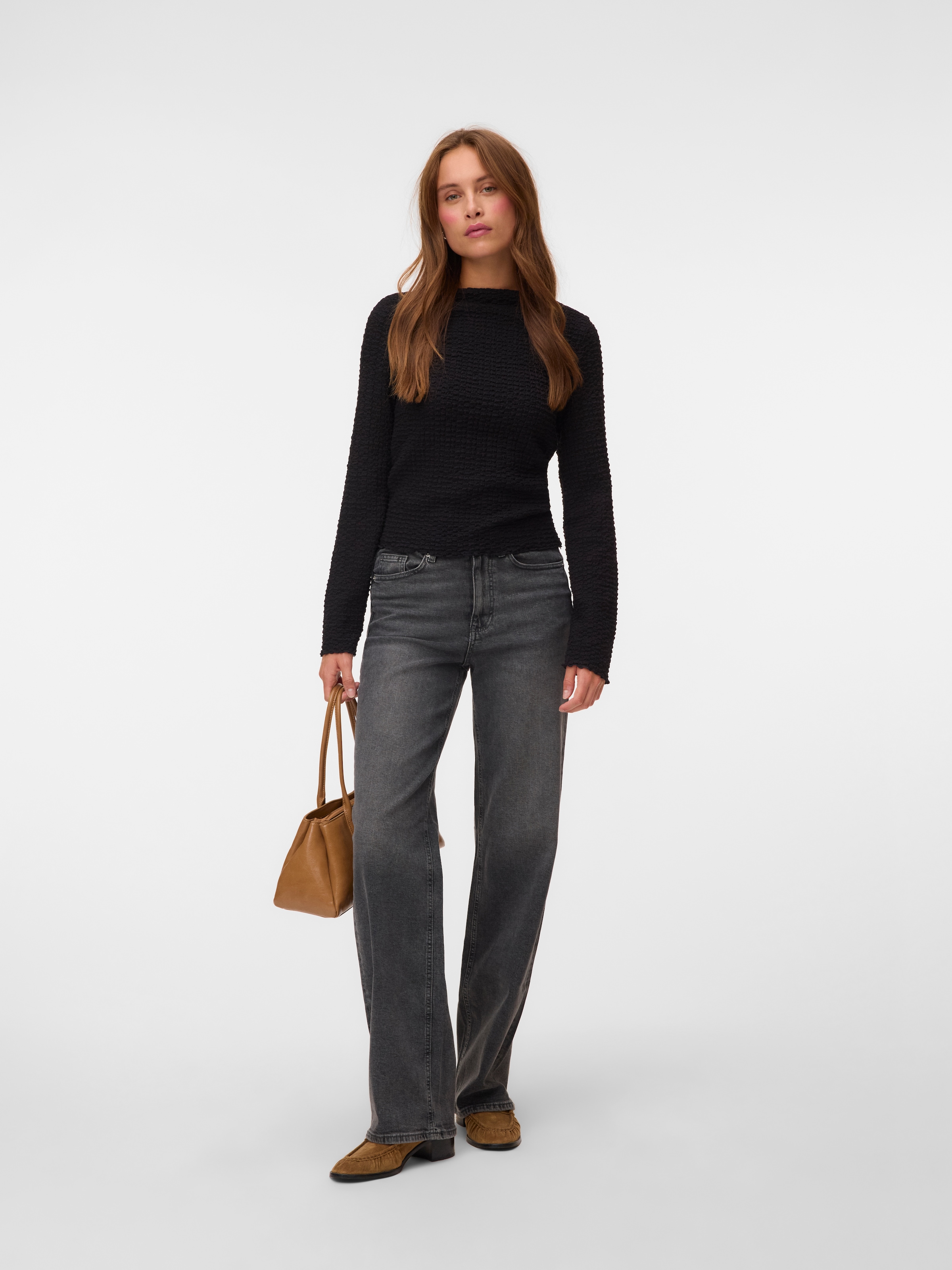 Vero Moda Langarmshirt »VMZIA LS FUNNEL NECK TOP JRS NOOS« Baumwollmischung, regular fit