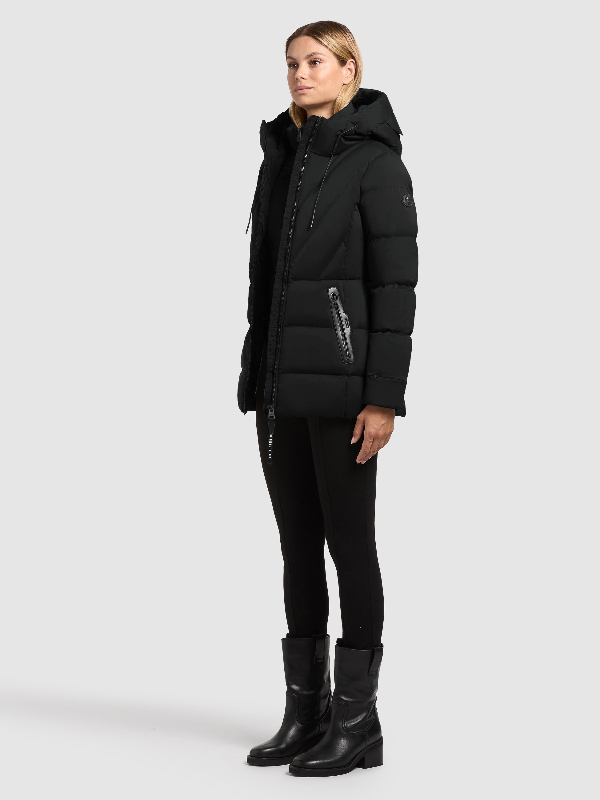 khujo Steppjacke »RABB« mit Kapuze Applikationen aus Lederimitat