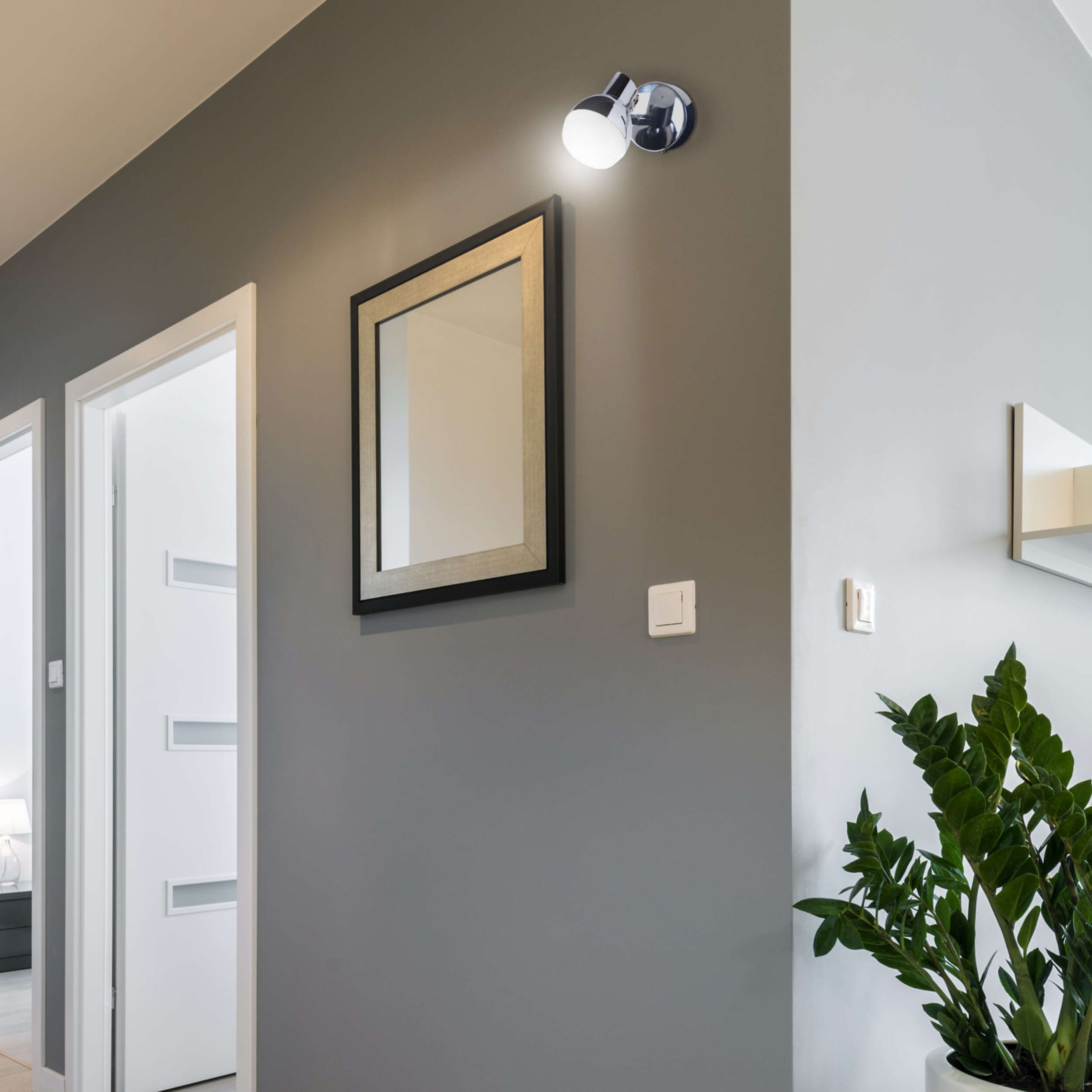 näve LED Wandstrahler »Chromey« LED-Modul 1 Stk. Warmweiß 1er Spot chromfarben, Lichtfarbe warmweiß, Metall, Acryl, D: 8cm