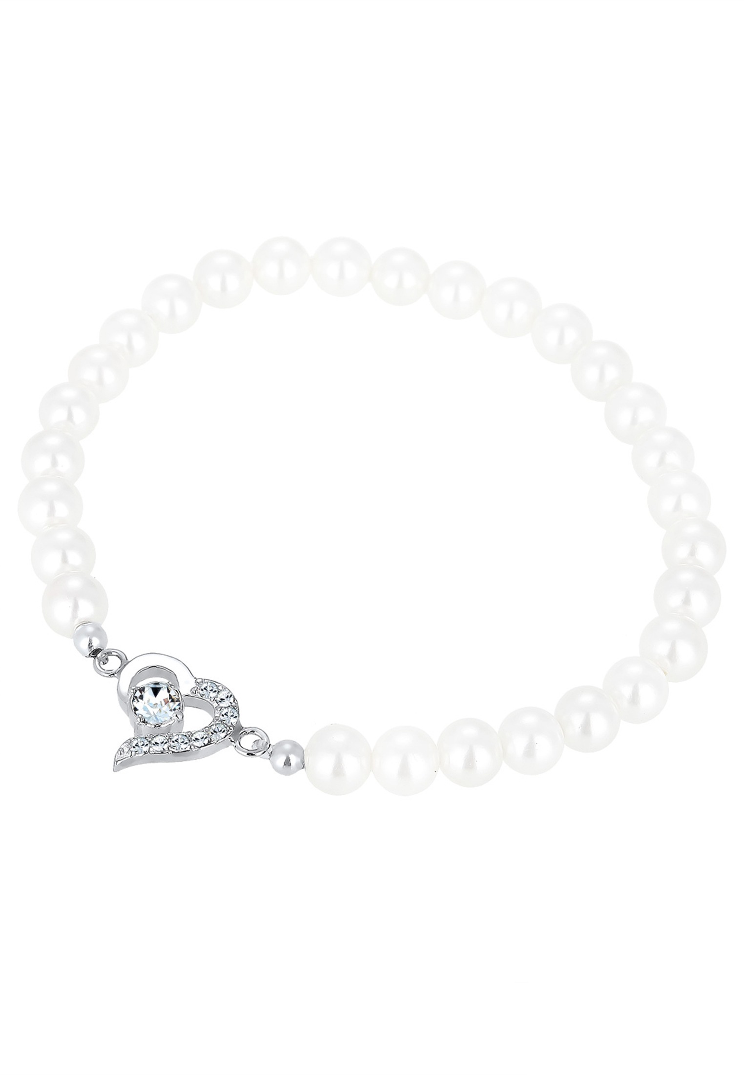 Elli Armkette »Armband Perlen Herz Weiß 925 Sterling Silber, mit Kristallen von Swarovski®«