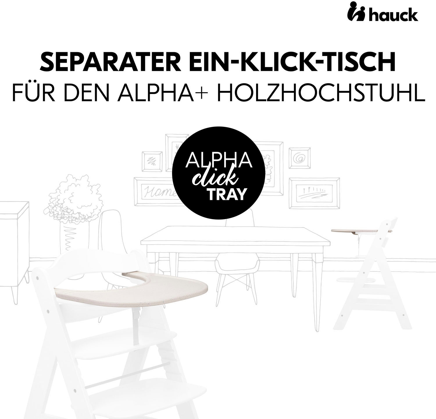 Hauck Hochstuhltablett »Alpha Click Tray, Speckle Beige«, aus recyceltem Material