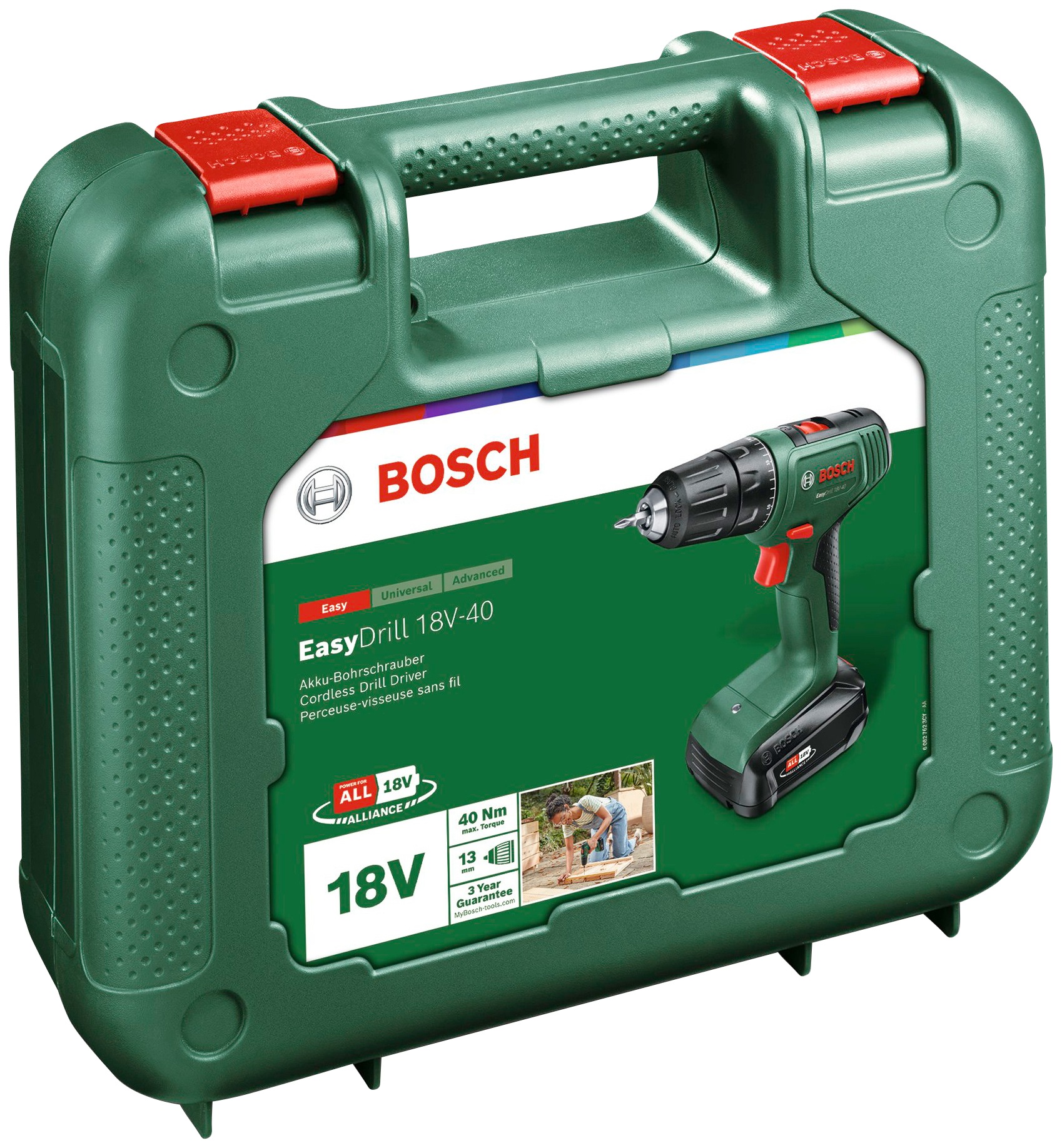 Bosch Home & Garden Akku-Bohrschrauber »EasyDrill 18V-40«, Inkl. Koffer, mit Akku 18V/2Ah und Ladegerät