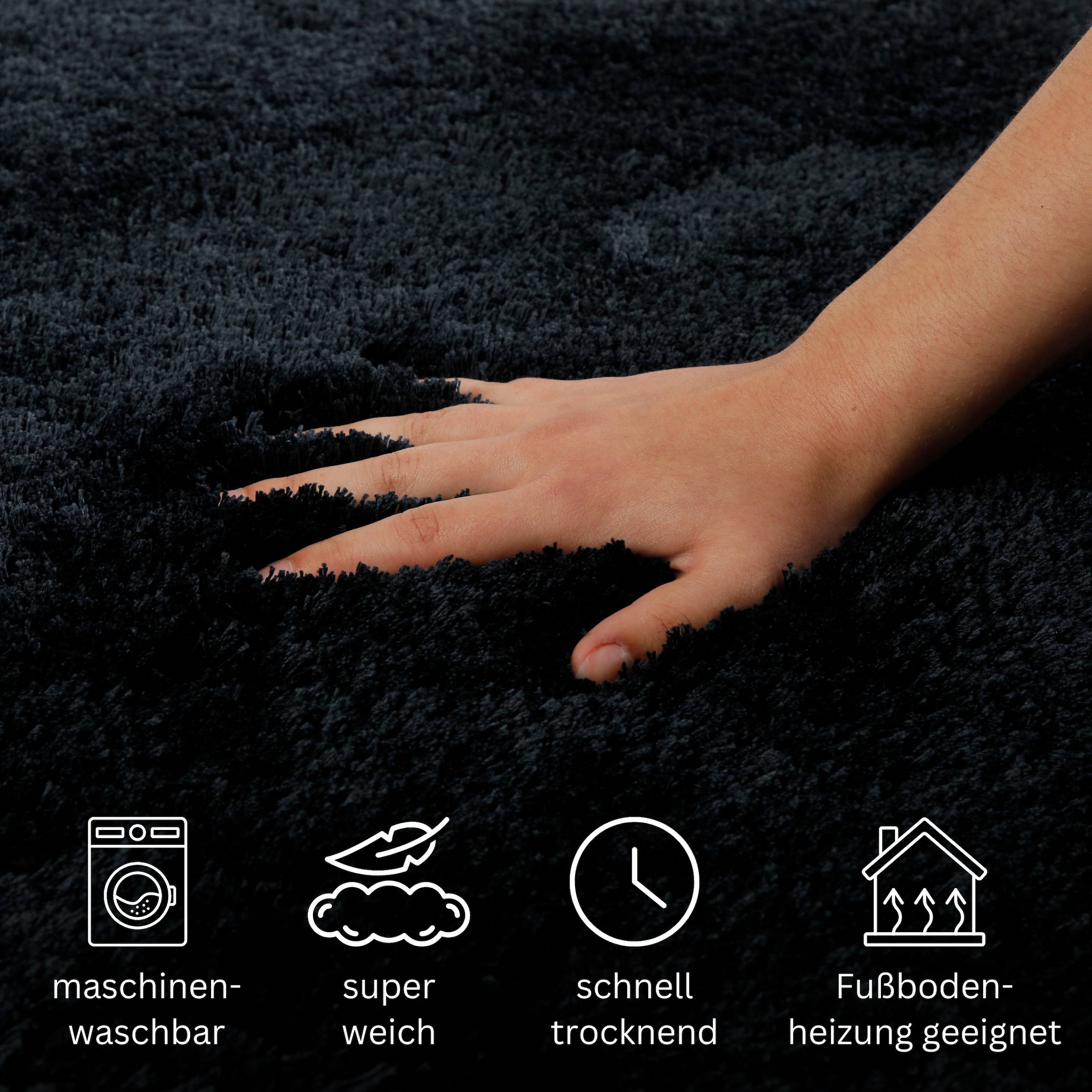 my home Badematte »Kaarin«, rutschhemmend beschichtet, schnell trocknend, Badteppich, getuftet, flauschig, hochflor, große Farbauswahl