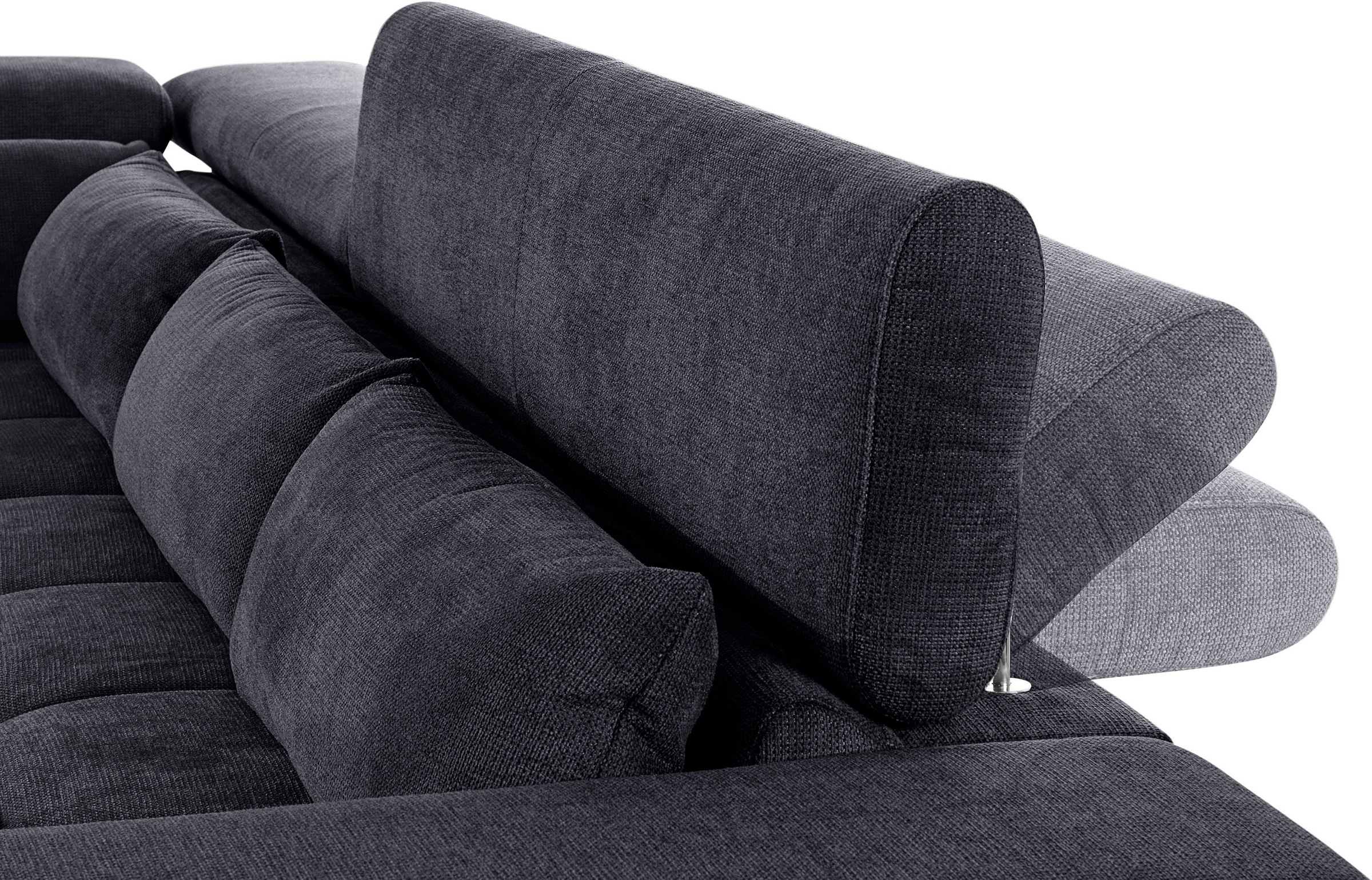 COTTA Ecksofa »Orion L-Form«, mit Kopfteilverstellung & 5 Nierenkissen