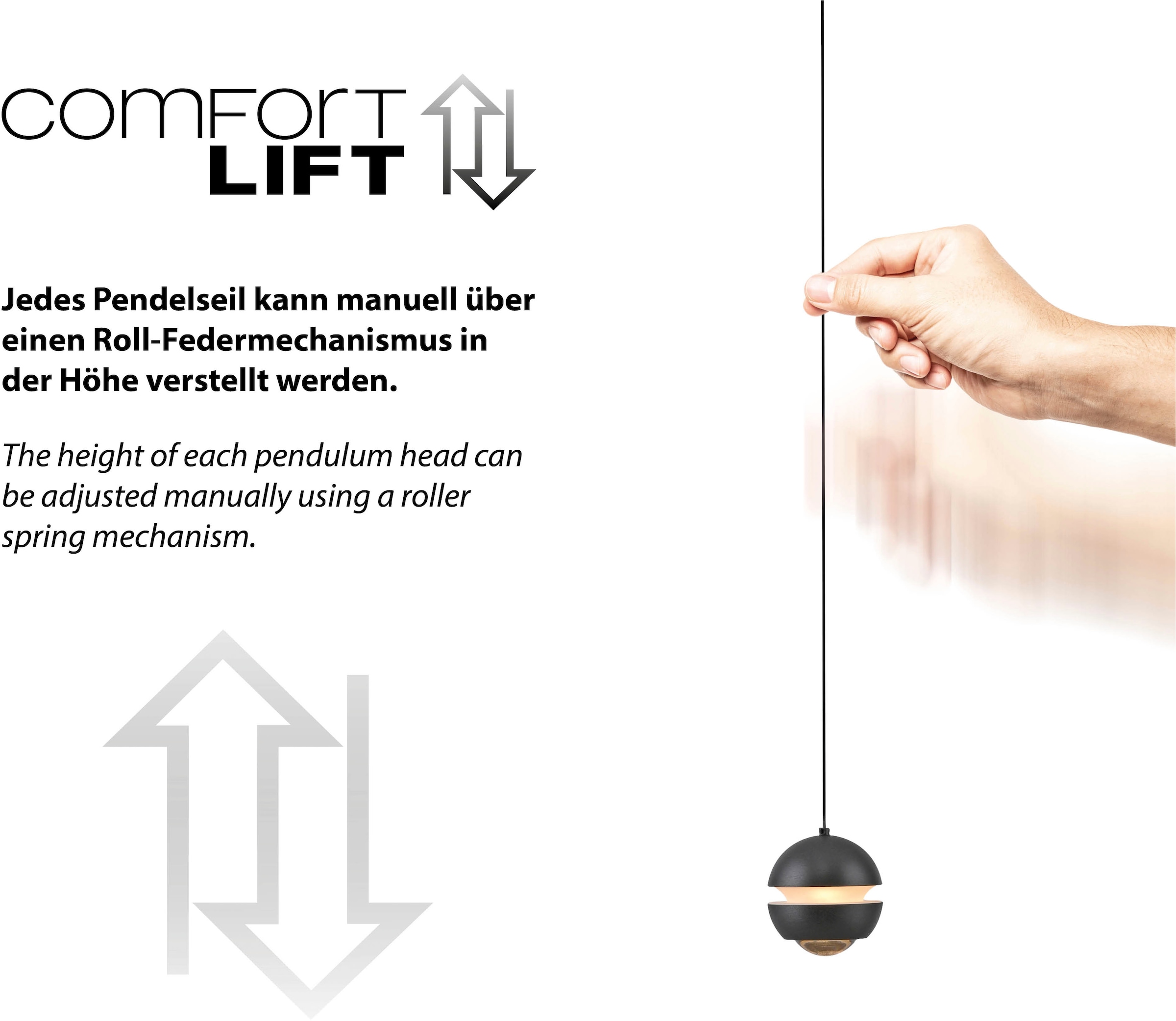 SCHÖNER WOHNEN-Kollektion LED Pendelleuchte »LINI« LED-Board 1 Stk. Warmweiß SCHÖNER WOHNEN Kollektion, 3-Stufen Dimmer, Comfort-Lift