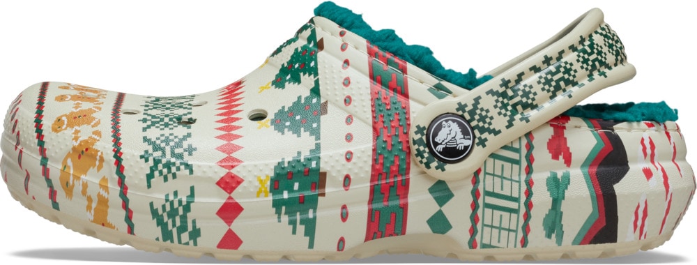 Crocs Clog »Classic Lined Isle Clog K«  Weihnachtsschuh, Hausschuh mit buntem Festive Print