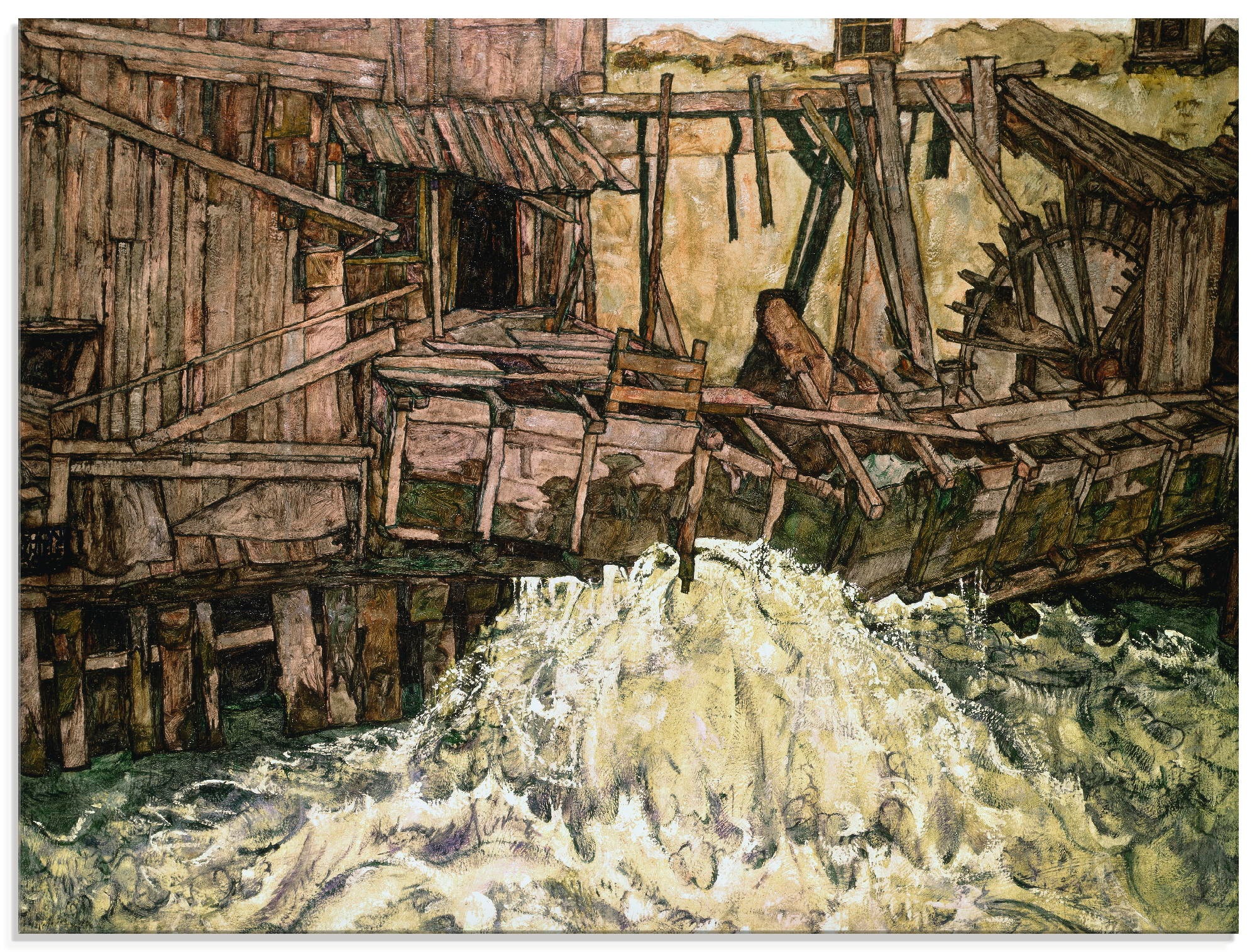 Artland Glasbild »Die Mühle. 1916«, Gebäude, (1 St.)