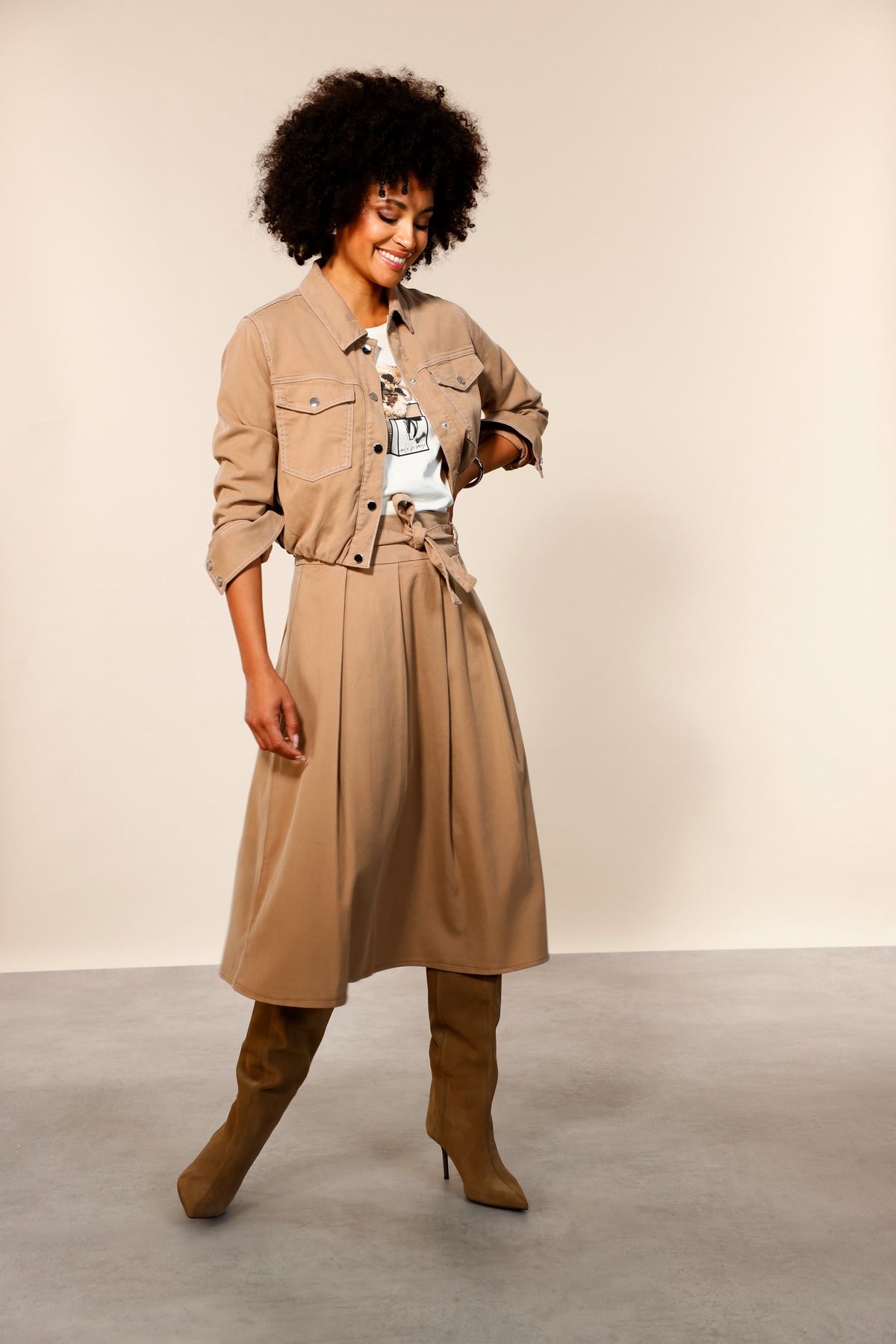 Monari Midirock »Rock Lyocellmix« Regular fit mit gelegten Falten