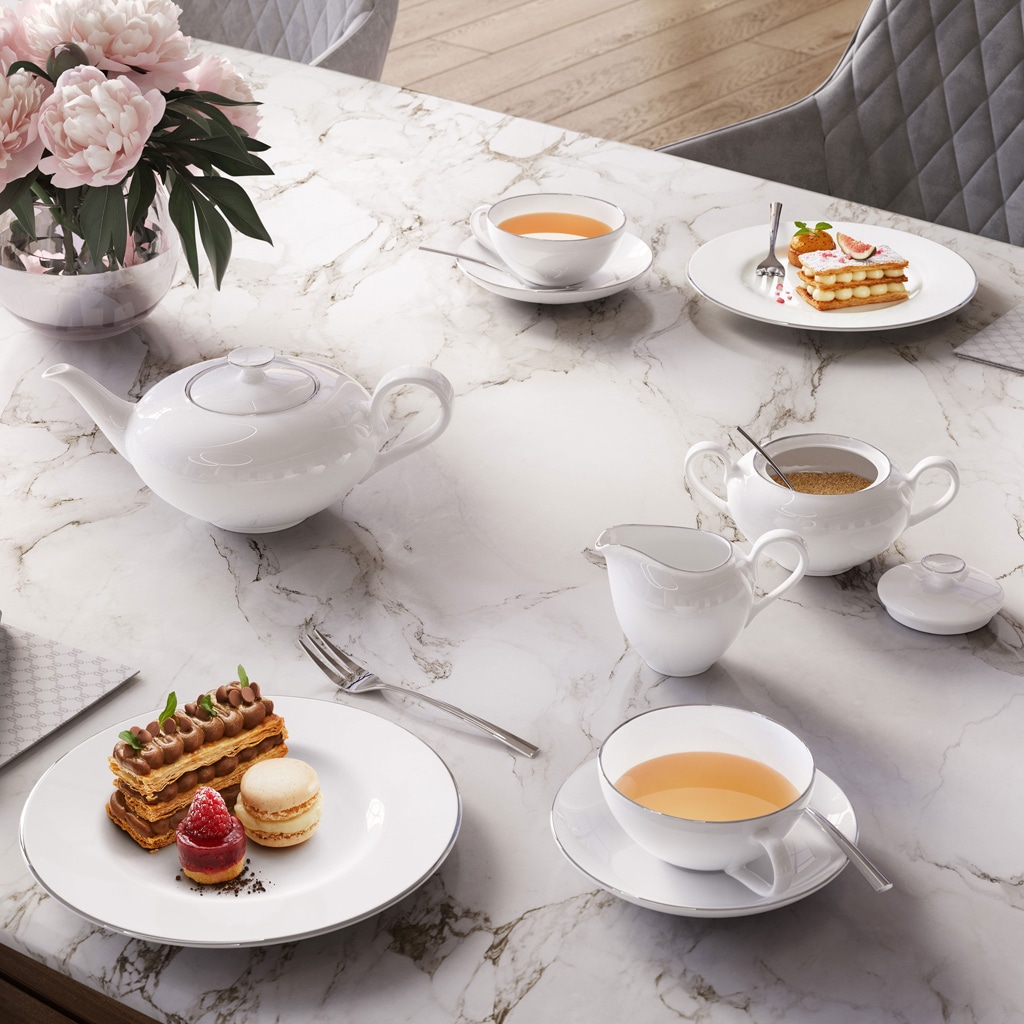 Villeroy & Boch Frühstücksteller »Frühstücksteller Anmut Platinum No.1 ø 22,5 cm 6er Set weiß«