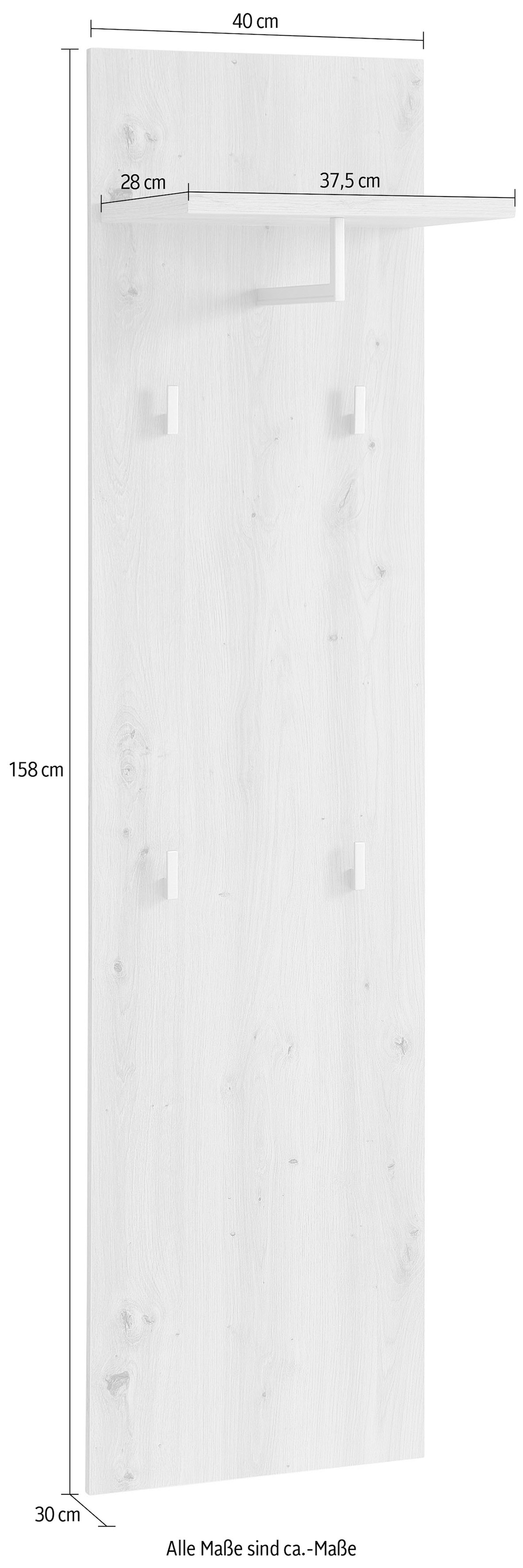 Innostyle Garderobenpaneel »BARI Graderobenpaneel, BxHxT 78x117x30 cm«, (1 St.), 3 Ablageboden, 1 Kleiderstange, 4 Haken