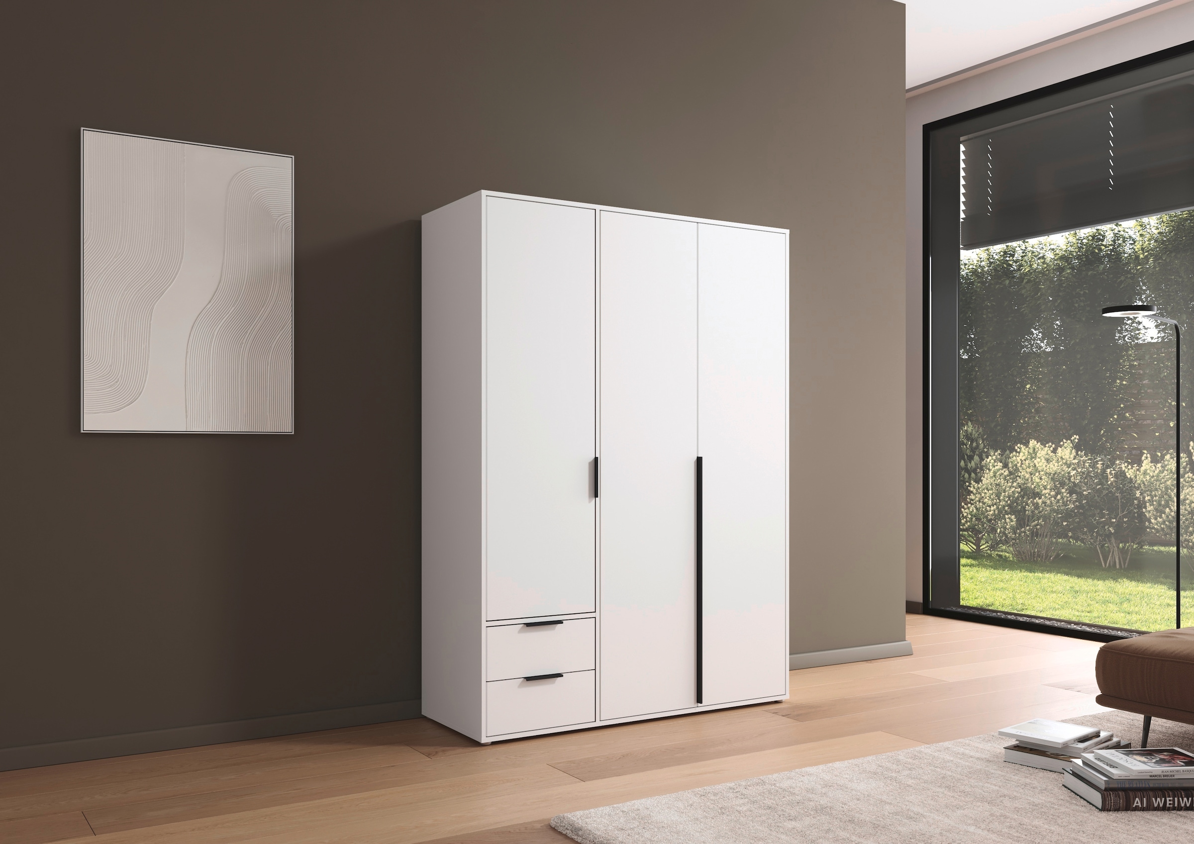 rauch Drehtürenschrank »Kleiderschrank Schrank Garderobe Wäscheschrank NAGATA viel Stauraum«, (in 3 verschiedenen Ausstattungen BASIC/CLASSIC/PREMIUM), mit Schubladen sowie Stangengriffen TOPSELLER MADE IN GERMANY