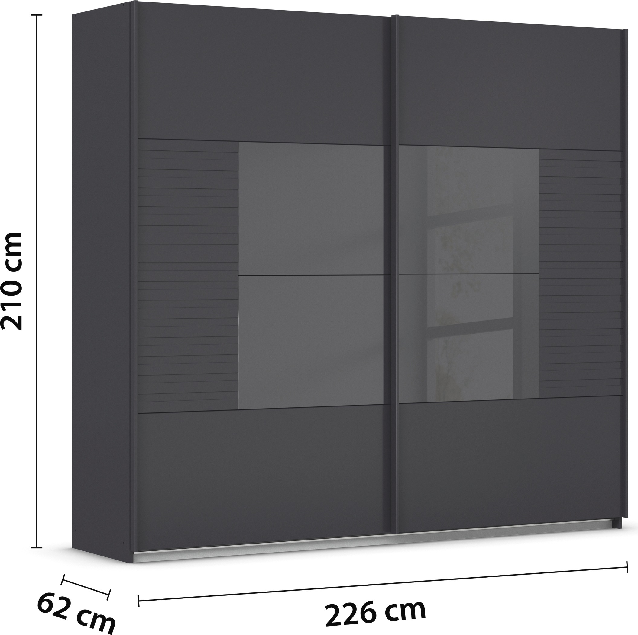 rauch Schwebetürenschrank »Kleiderschrank Schrank Garderobe Schlafzimmerschrank RUGA«, Auflagen in moderner Lamellen-Optik, mit Glasauflagen MADE IN GERMANY