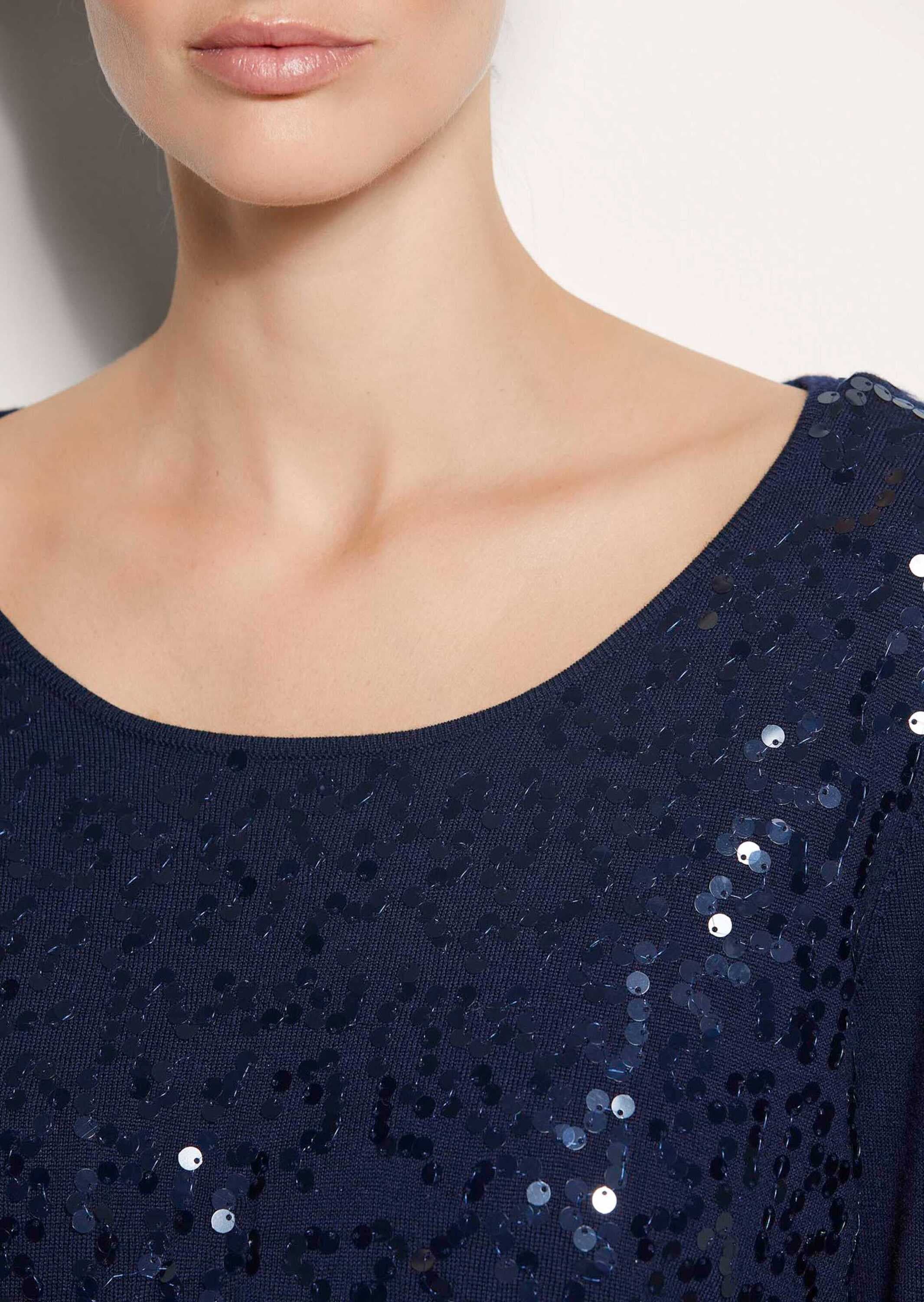 MADELEINE Longpullover »Pullover Rundhals-Pullover mit Glanz-Effekt«