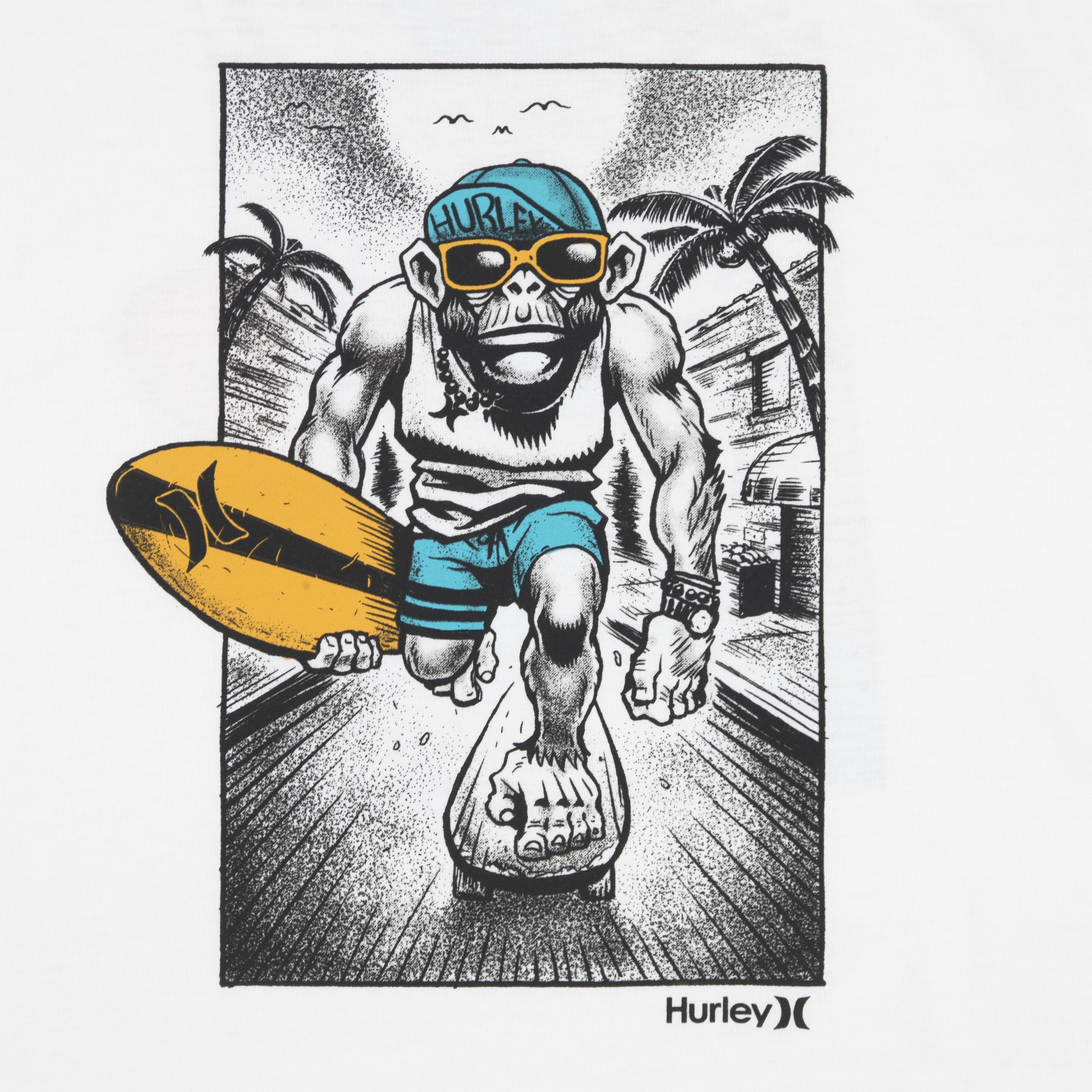 Hurley T-Shirt »HRLB BEACH MONKEY SS TEE« mit Print, aus Baumwolle und Polyester