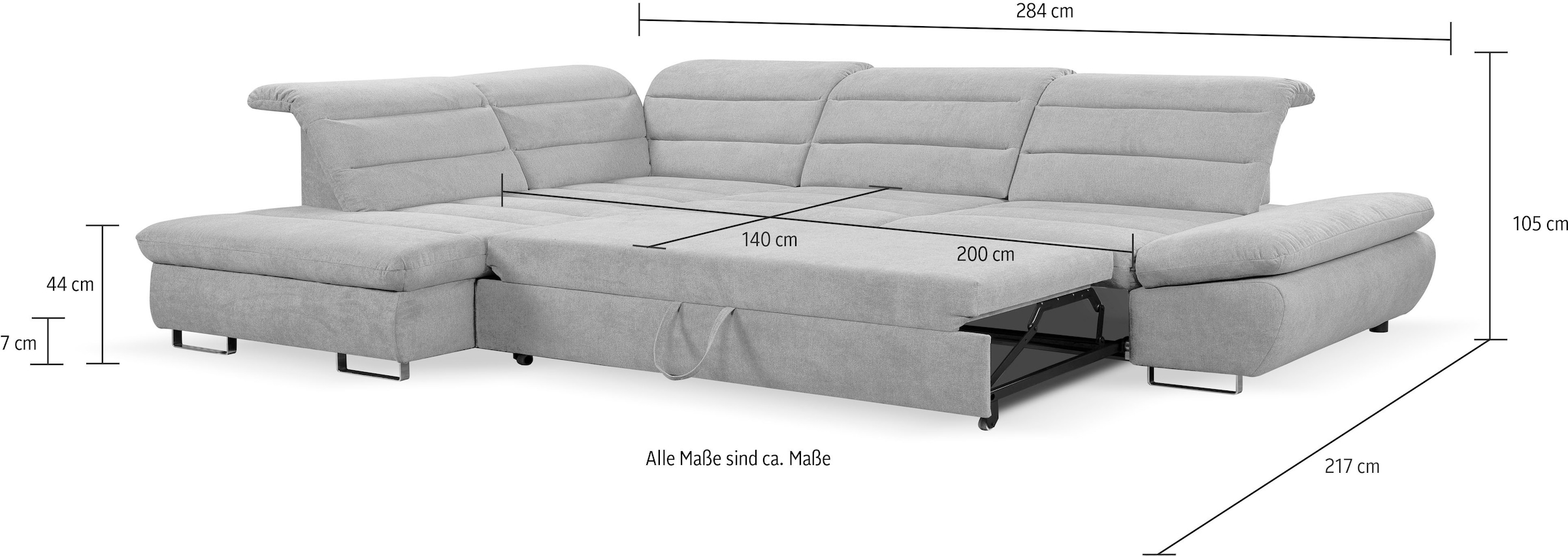 WERK2 Ecksofa »Roma«, Sofa OTTO Sitztiefenverstellung, bei mit Schlaffunktion, Kopfteile online verstellbare bestellen
