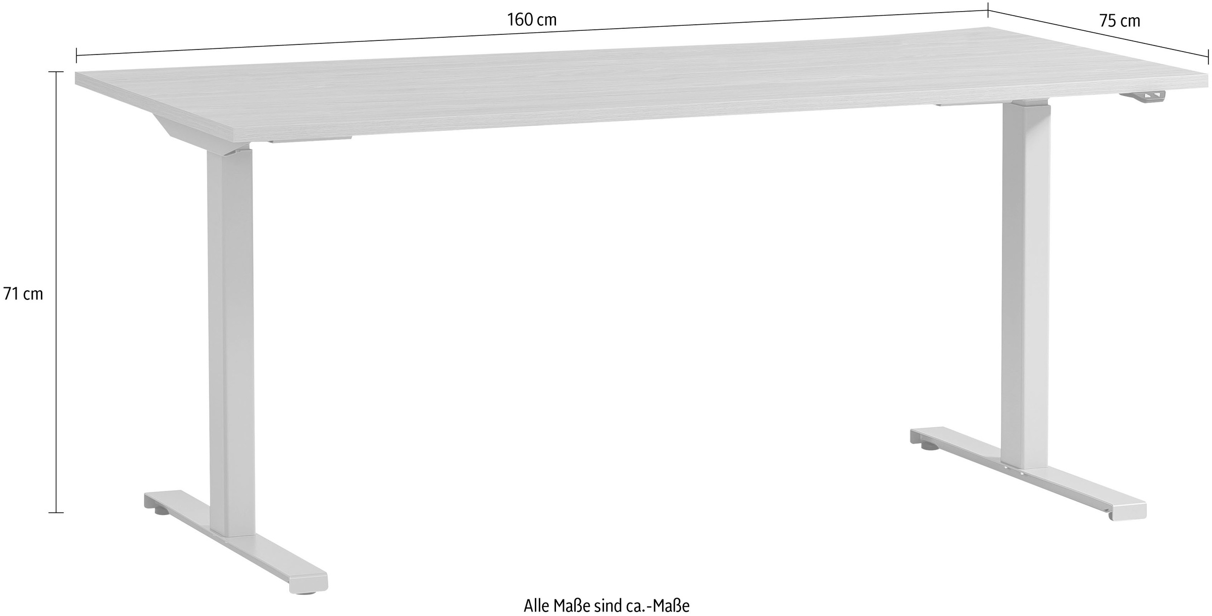 Schildmeyer Schreibtisch »Antero«, Breite 160 cm, elektronisch höhenverstellbares Metallgestell