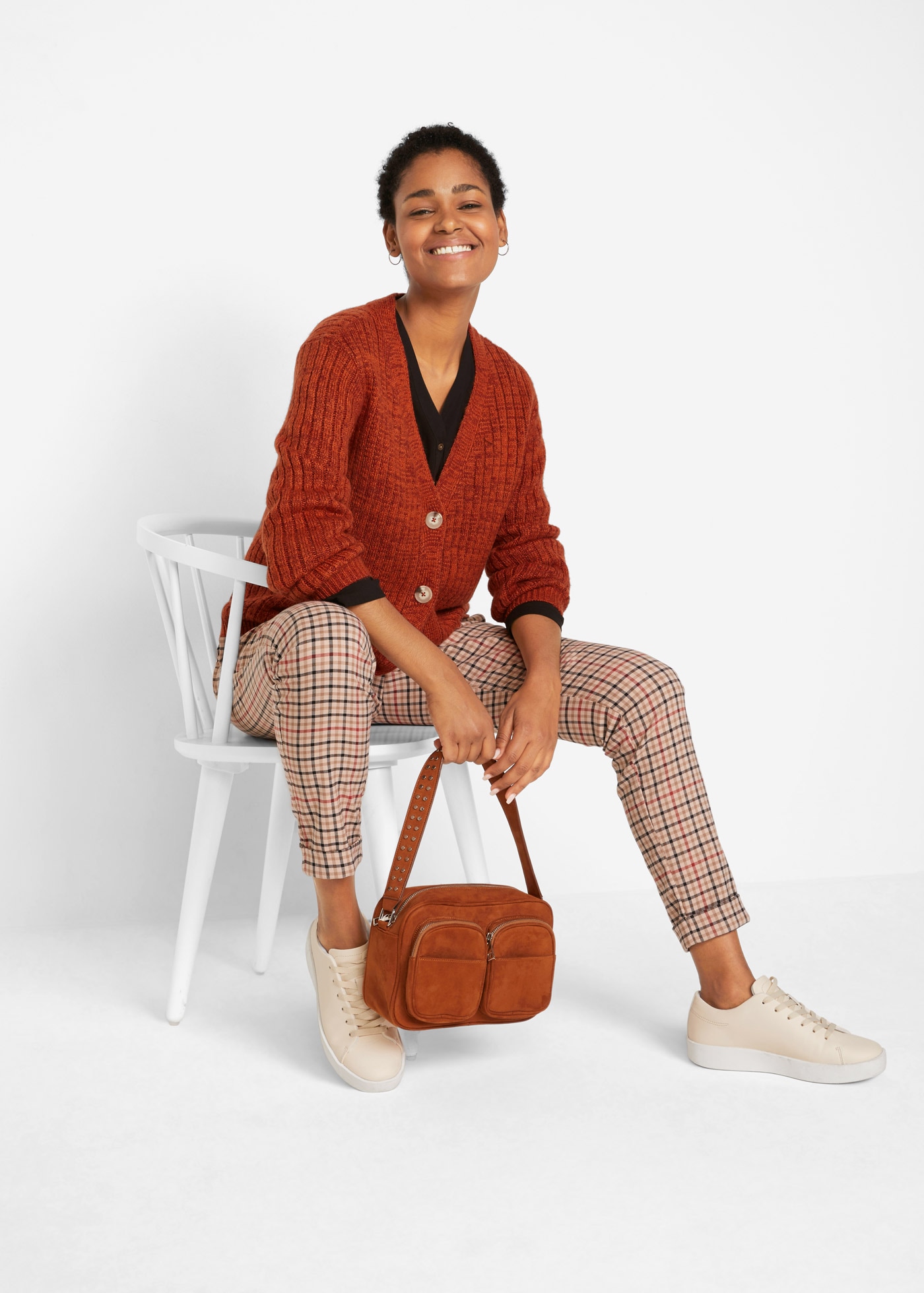 bonprix Strickjacke »Grobe Strickjacke mit recycelter Baumwolle« Grobe Strickjacke mit recycelter Baumwolle