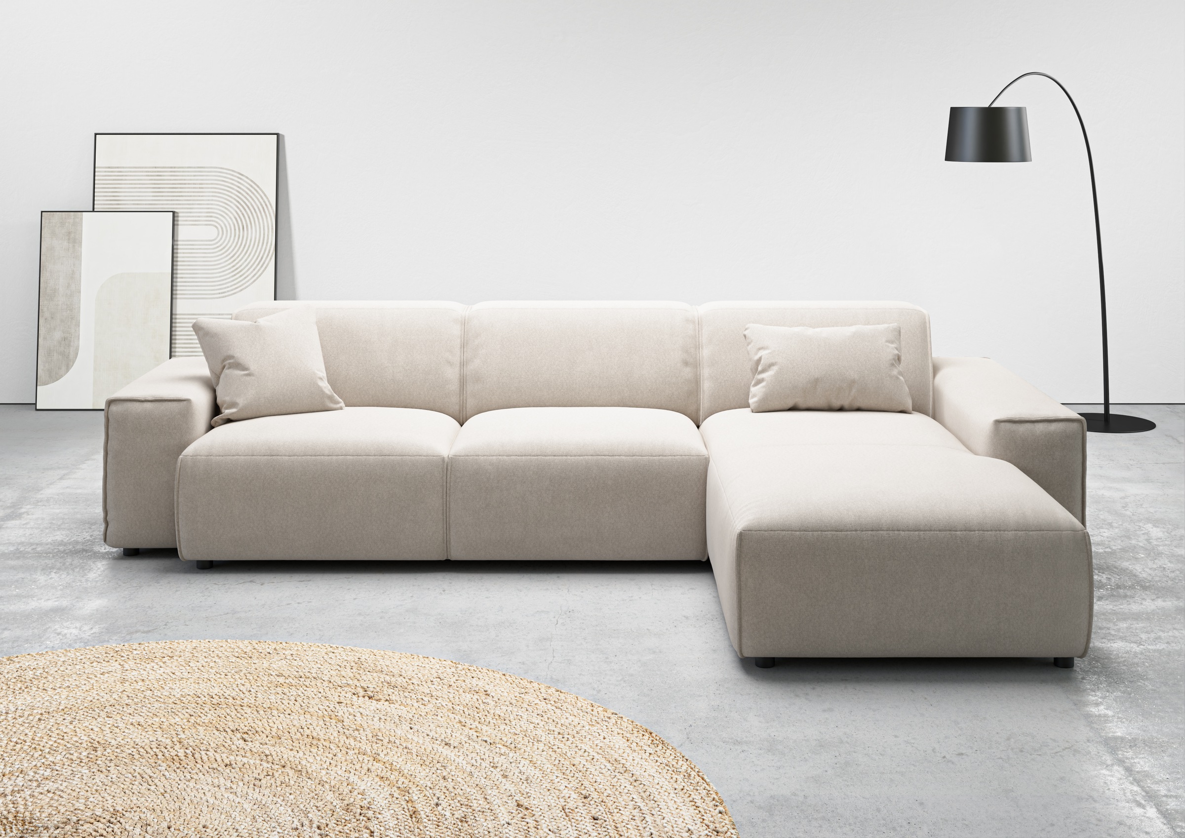 andas Ecksofa »Glimminge auch in Breitcord, Feincord, Bouclé + Easy care-Bezug«, L-Form, Breite 294, Zierkissen