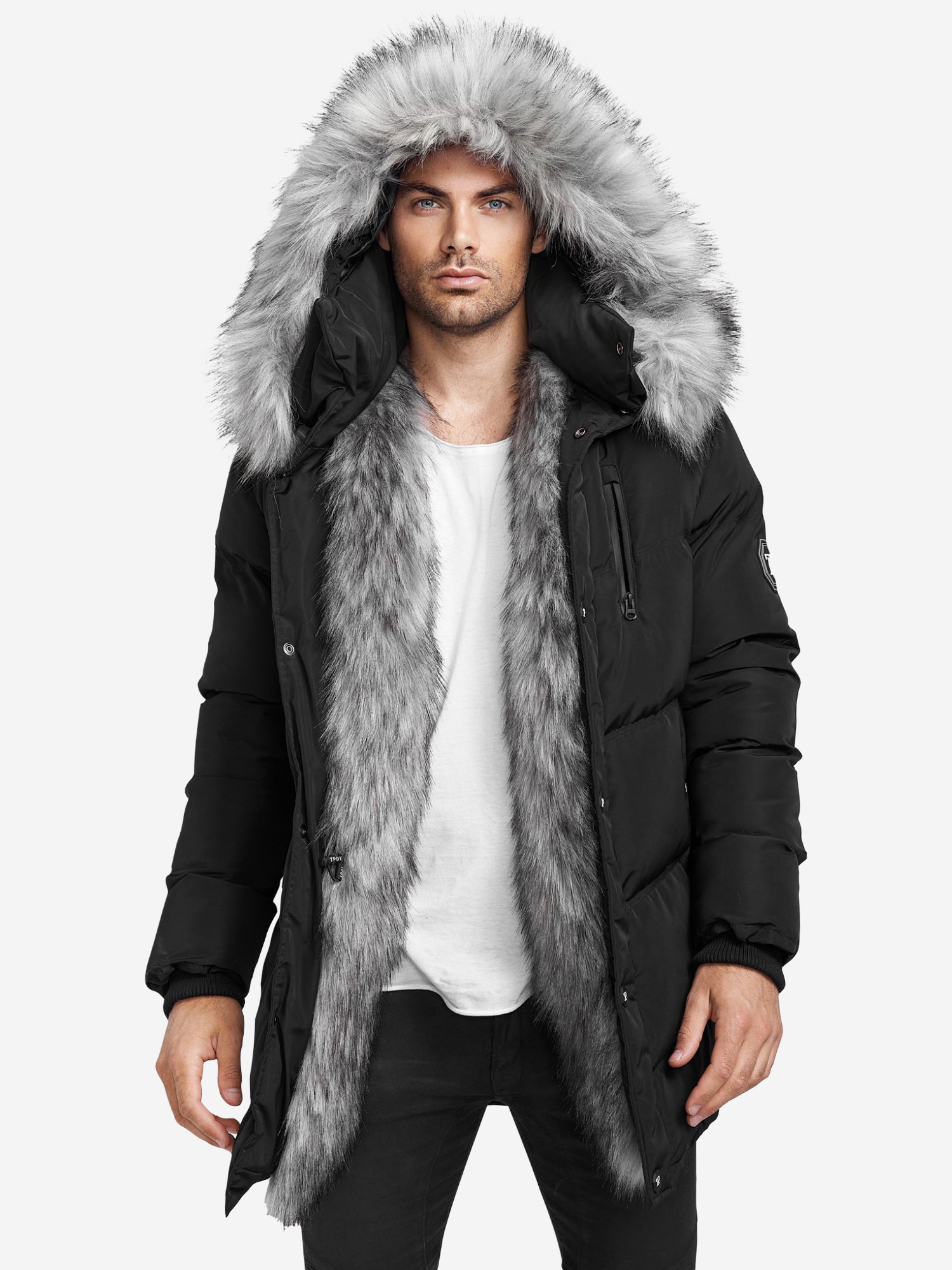 trueprodigy Winterjacke »Zayn Stylische Kapuze mit Fellimitat« mit Kapuze