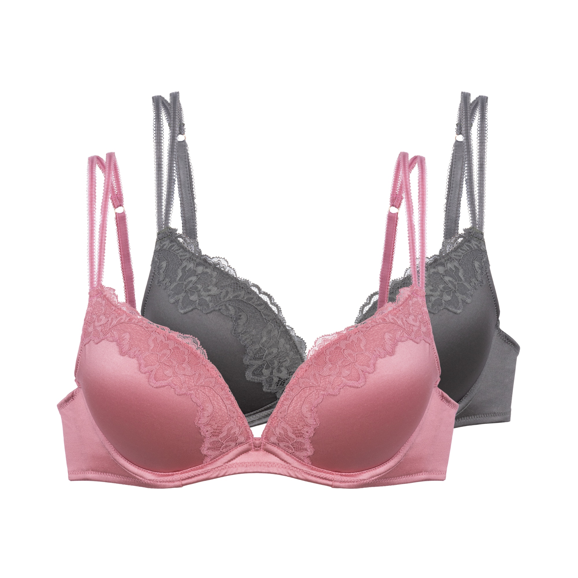 Dorina Push-up-BH »Origins Shiny Micro« vorgeformte Cups, Spitzendetails, Doppelträger vorn