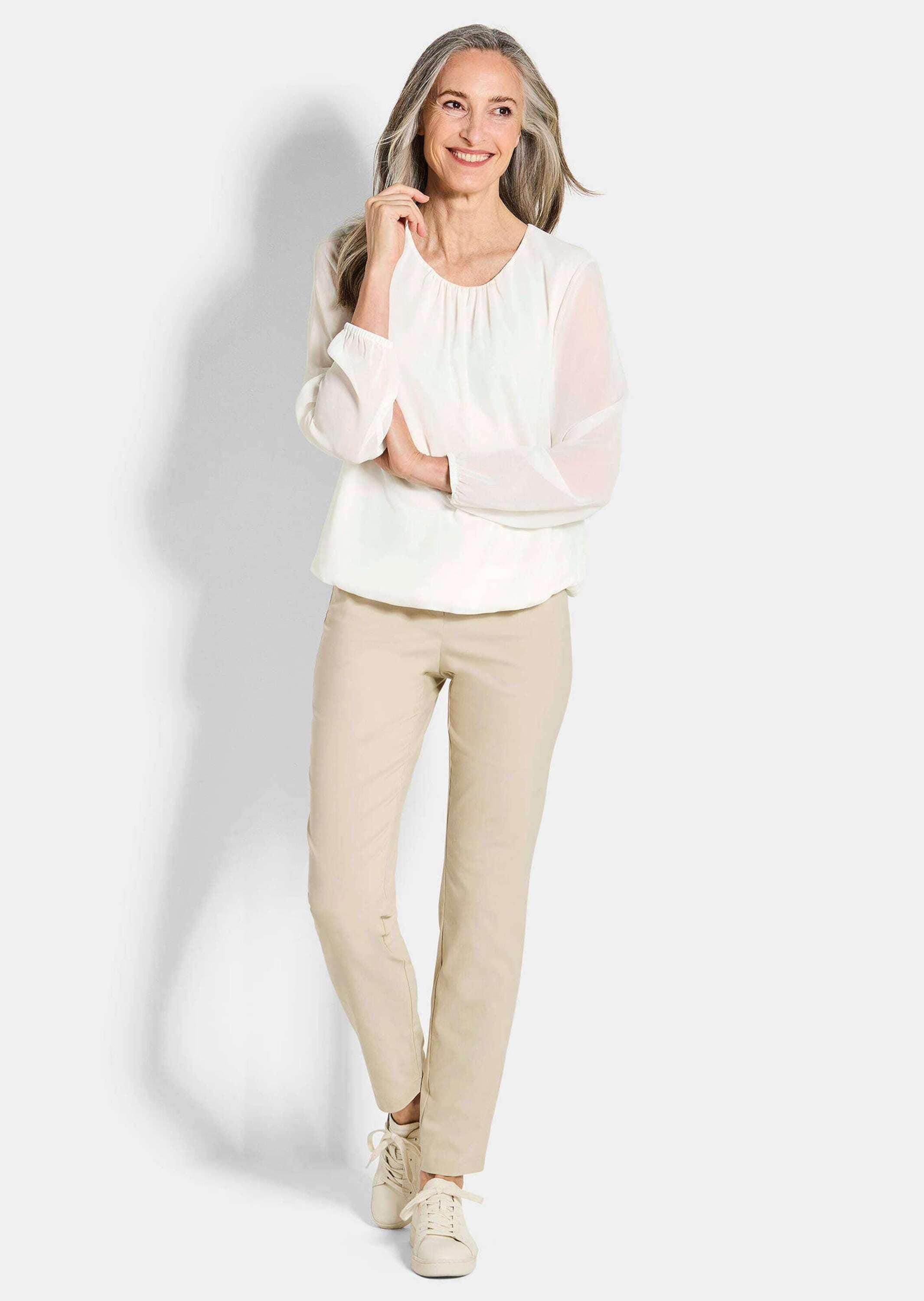 GOLDNER Klassische Bluse »Elegante Bluse aus Chiffon« Rundhalsausschnitt