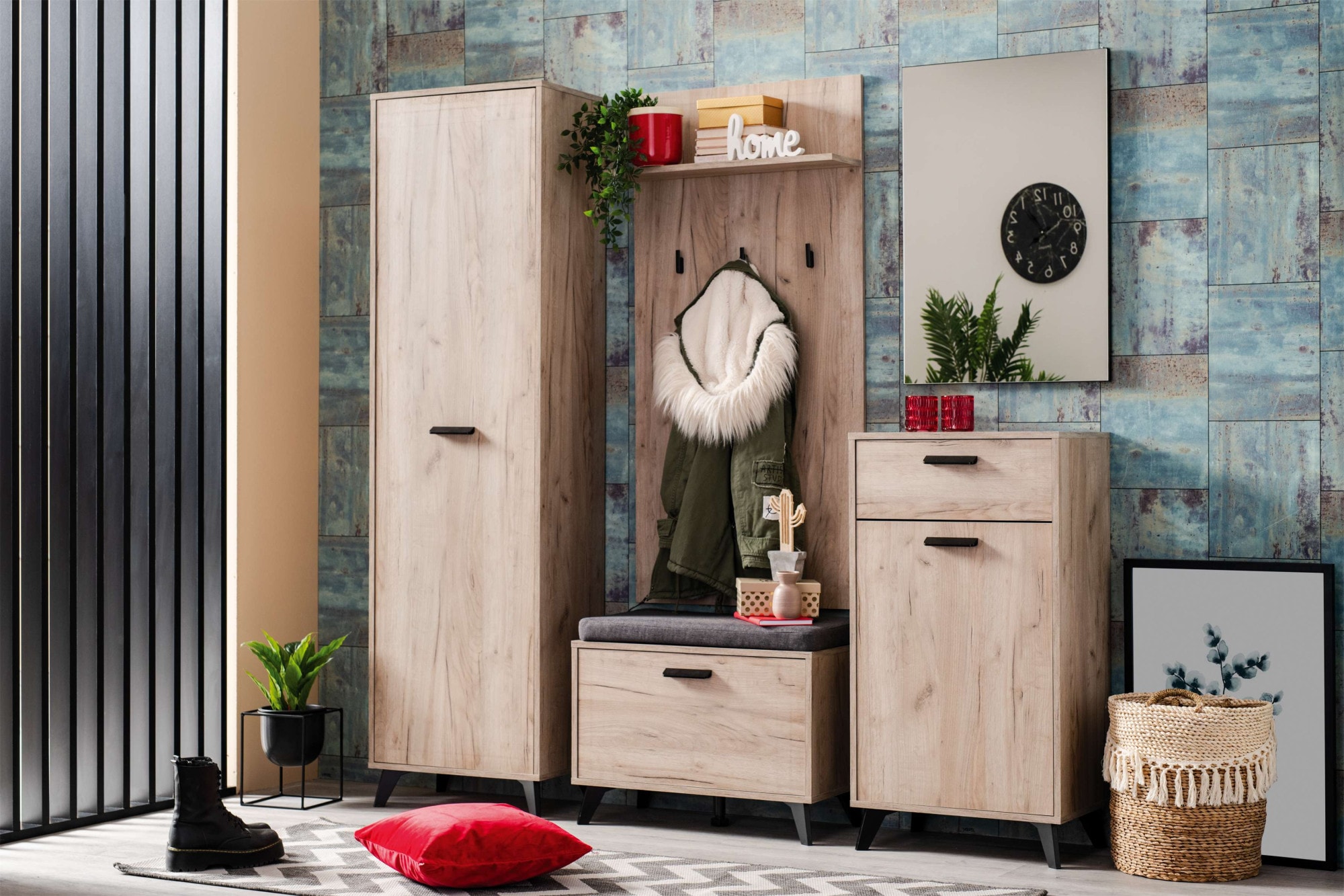 INOSIGN Schuhbank »Umbria, Schuhschrank, Schuhregal, Schuhtruhe, Breite 68 cm«, mit Sitzkissen, 2 geschlossenen Fächern, Klapptür, in Grau Eiche