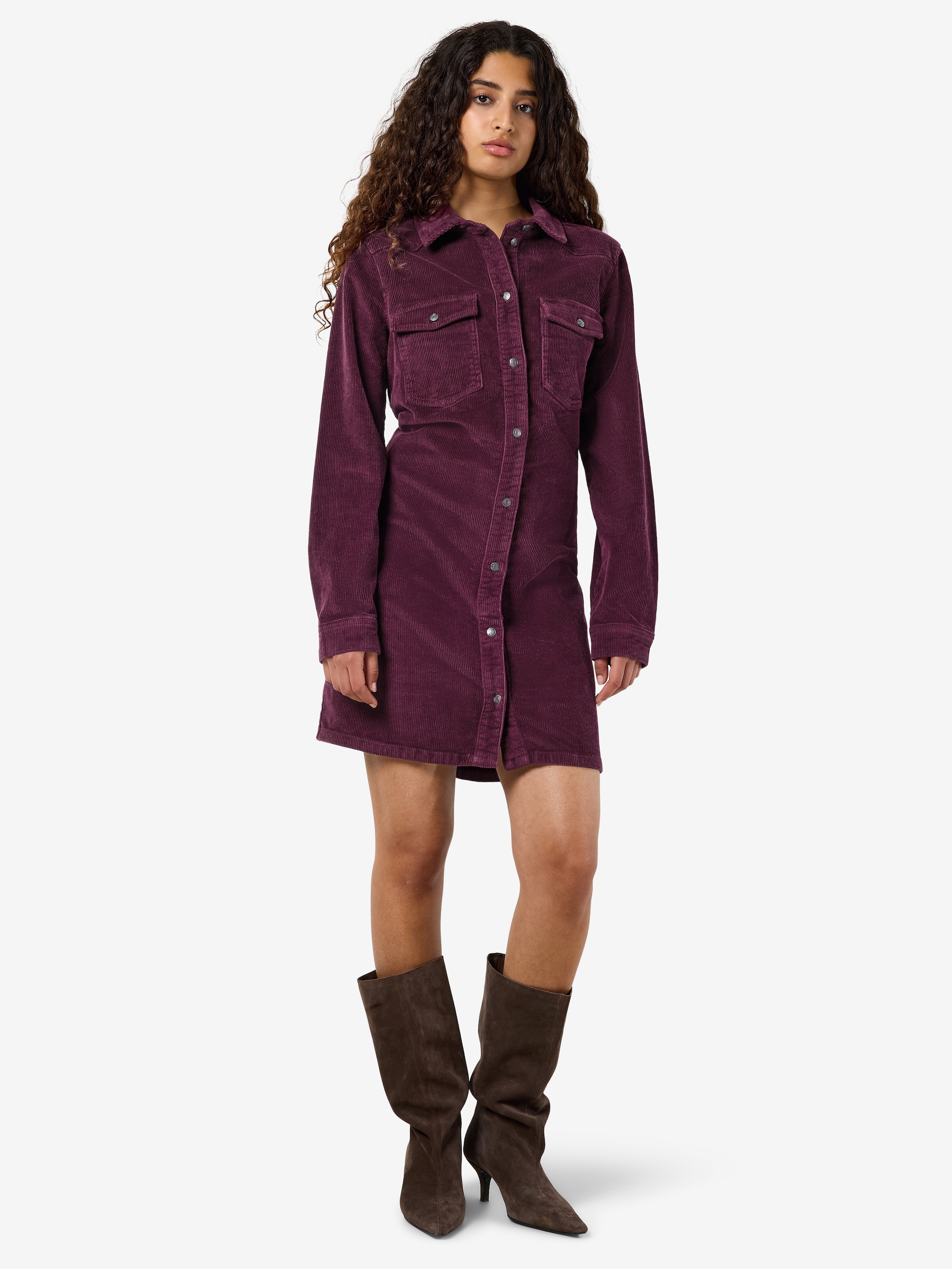 Noisy may Cordkleid »NMCORD NEW SIGNE L/S DRESS NOOS« Brusttaschen Baumwollmischung