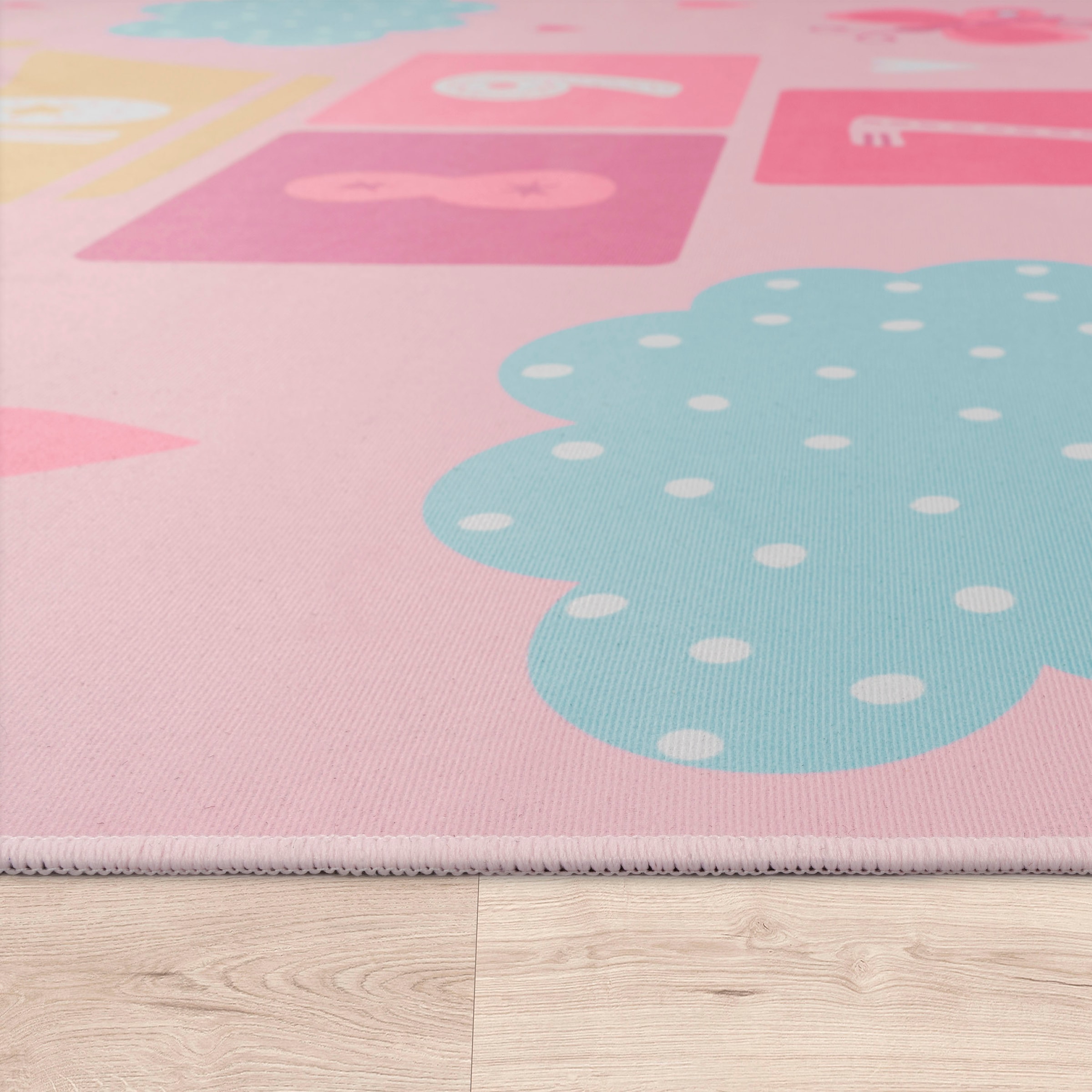 Paco Home Kinderteppich »Bino 585«, rechteckig, 4 mm Höhe, Spielteppich, Kurzflor, Motiv Regenbogen & Hüpfkästchen
